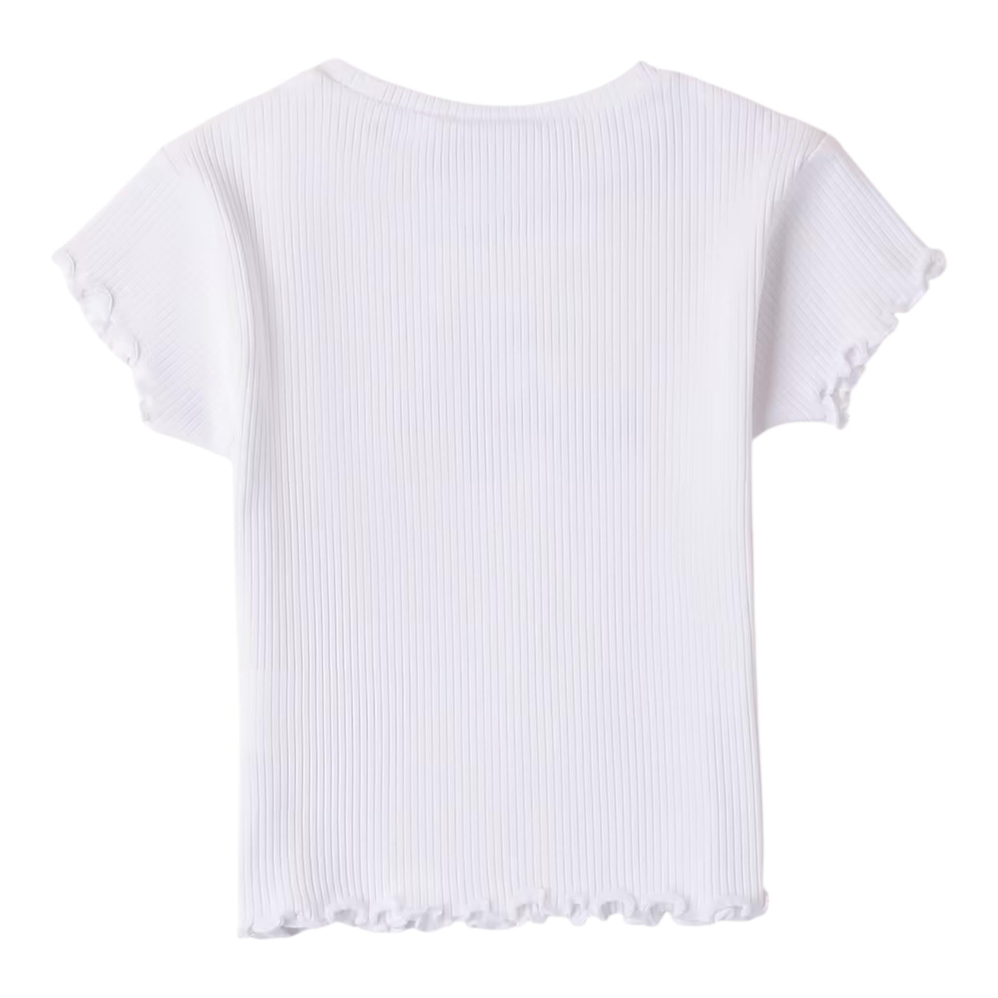 Sarabanda T-Shirt Girocollo tinta unita con Stampa Bianco per Bambina 0B445 BIANCO SARABANDA 