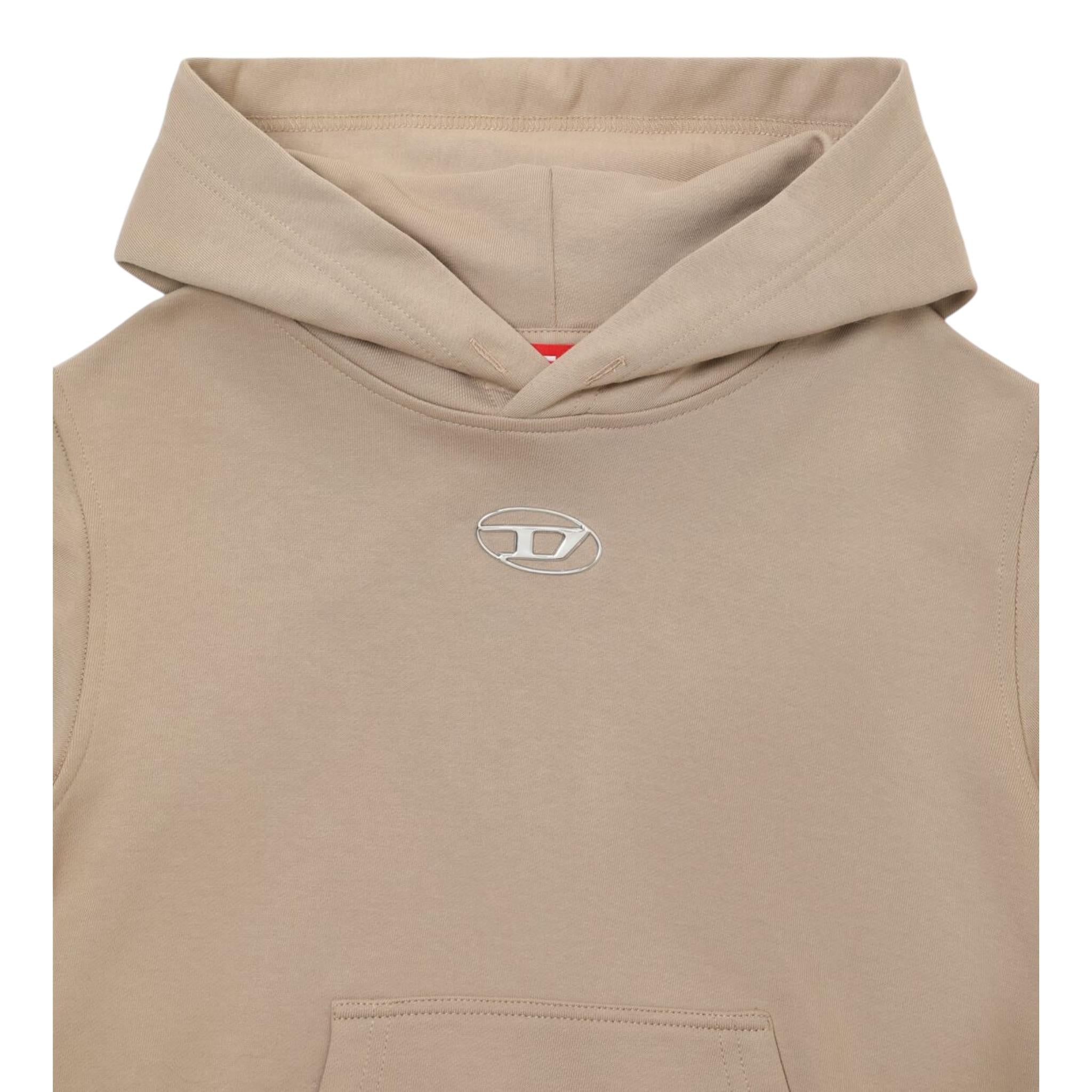 Msgm Felpa Chiusa con Cappuccio Tinta Unita con Stampa per Bambina J02025 BEIGE MSGM 