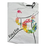 Fun & Fun T-Shirt Girocollo Tinta Unita con Stampa per Bambina FNBTS16855 BIANCO FUN & FUN 