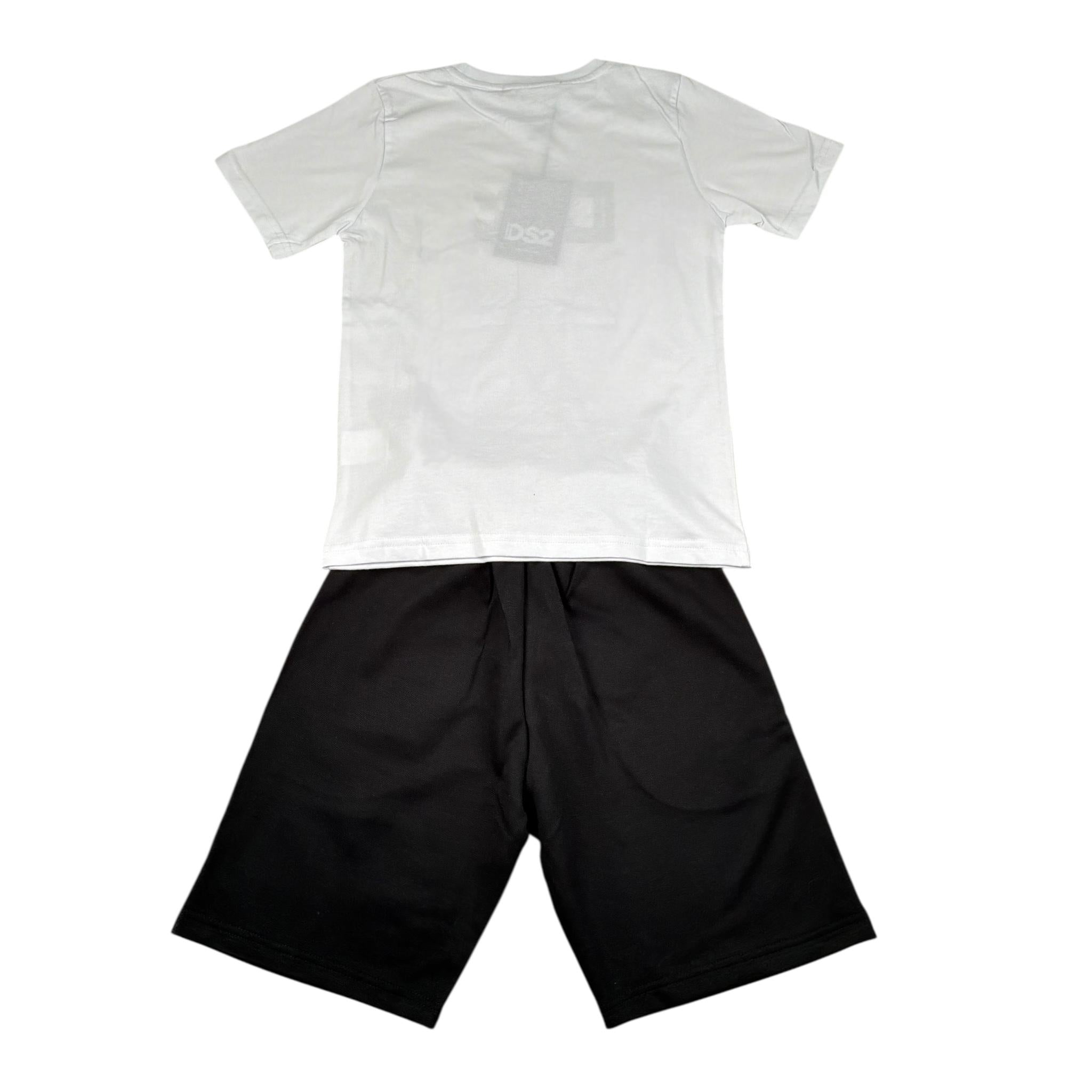 Dropseason2 Completo 2 Pezzi T-Shirt-Bermuda Bicolore per Bambino SS25K023 BIANCO/NERO DROPSEASON2 