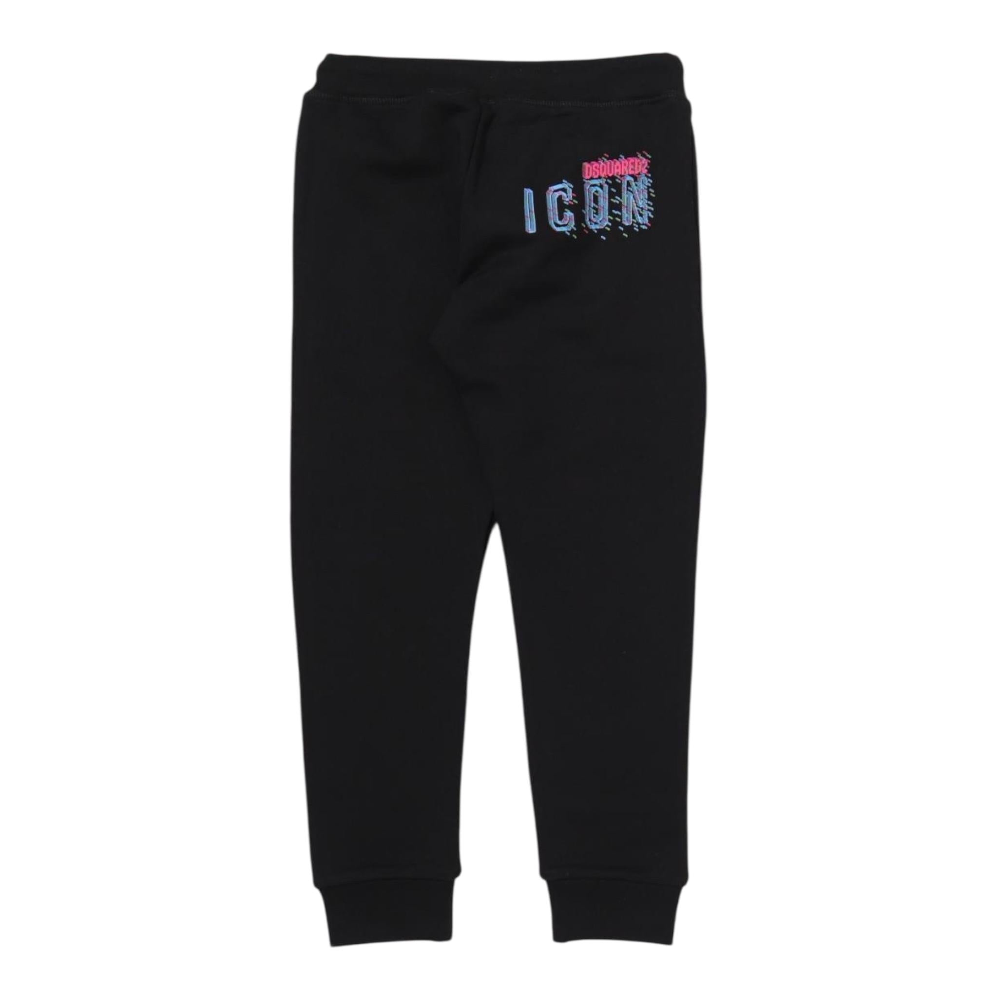 DSQUARED2 pantalone tuta tinta unita con logo Nero per Neonato DQ2056 NERO DSQUARED2 
