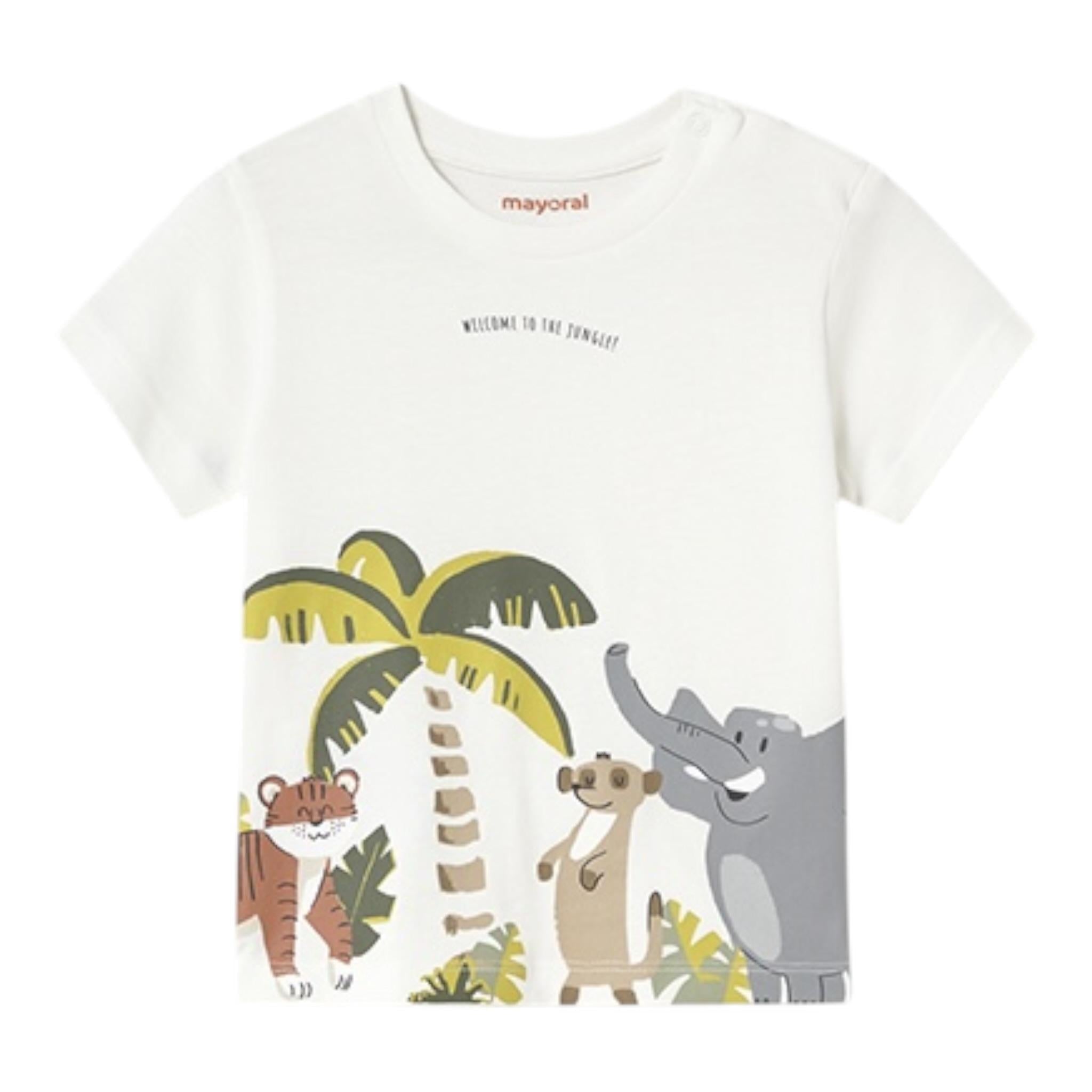 Mayoral T-Shirt Girocollo Tinta Unita con Stampe per Neonato 1057X BIANCO MAYORAL 