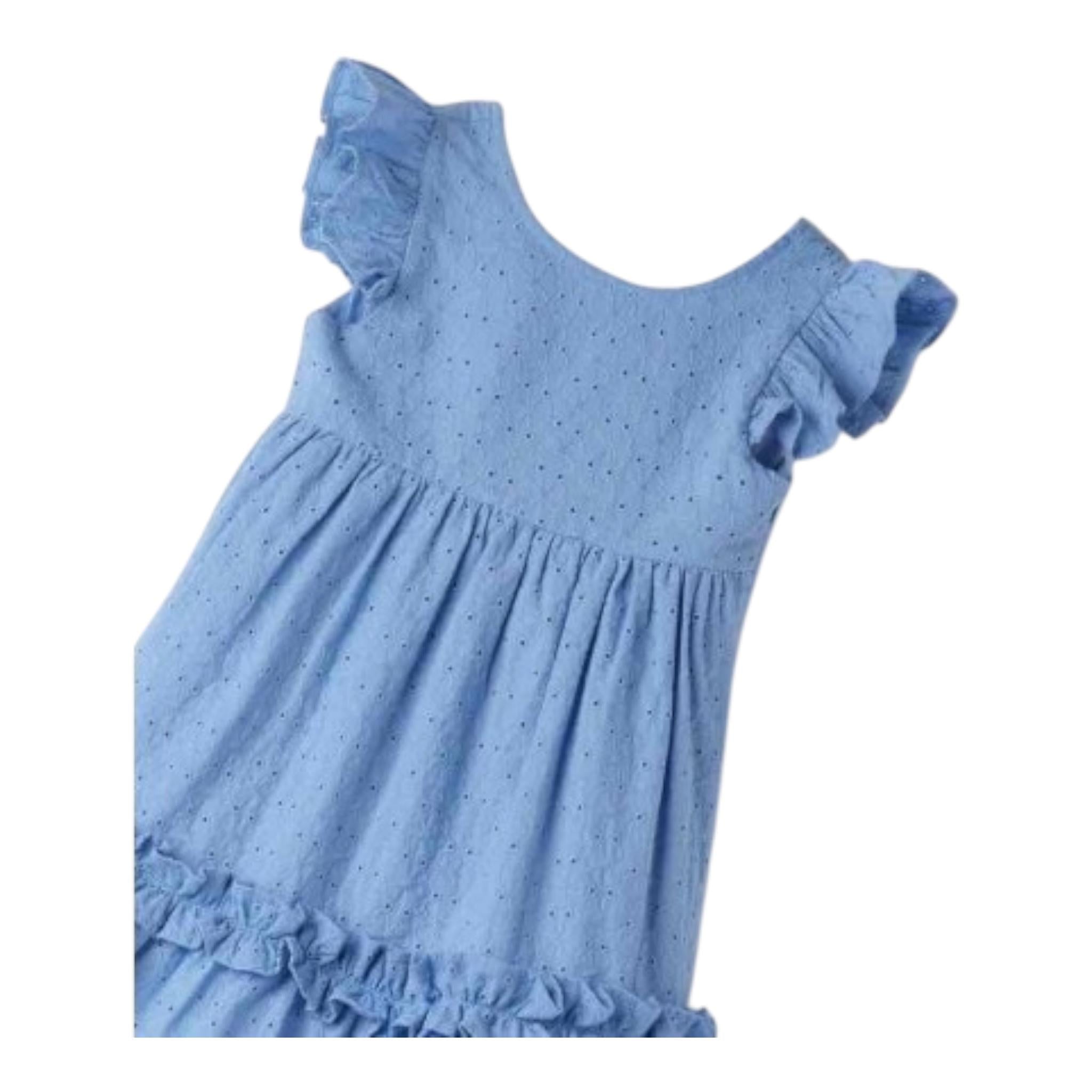 Sarabanda Abito Giromanica Traforato Tinta Unita per Neonata 0B339 AZZURRO SARABANDA 