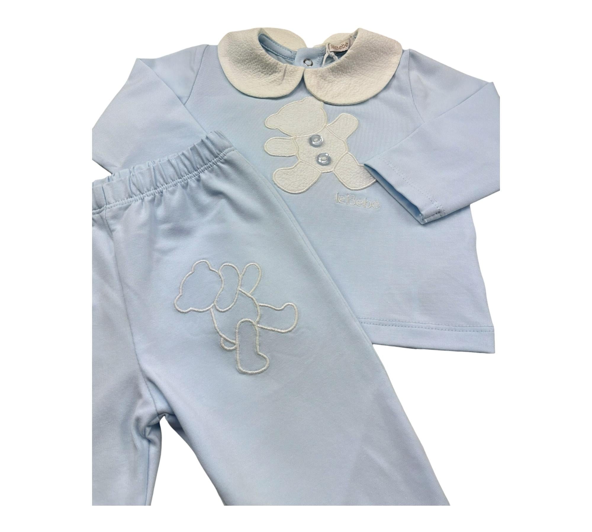 Le Bebe Completo 2 Pezzi Shirt-Ghettina Tinta Unita per Neonato LBB5298 AZZURRO LE BEBE 