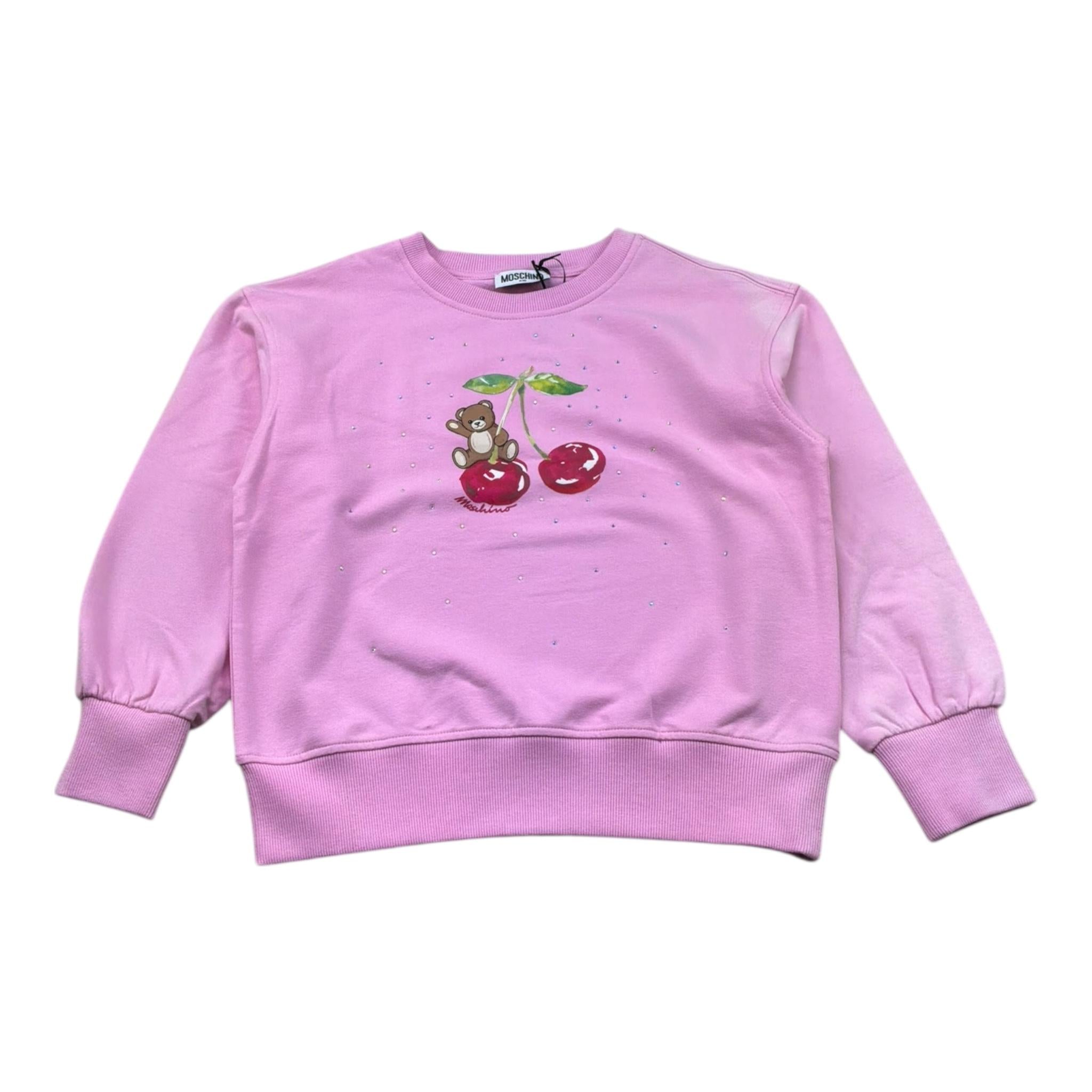 Moschino Felpa Girocollo Tinta Unita con Stampa per Bambina HDF060 ROSA MOSCHINO 