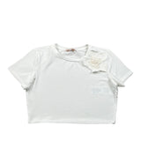 Please T-Shirt Tinta Unita con Applicazioni per Bambina MB23032G73 BIANCO PLEASE 