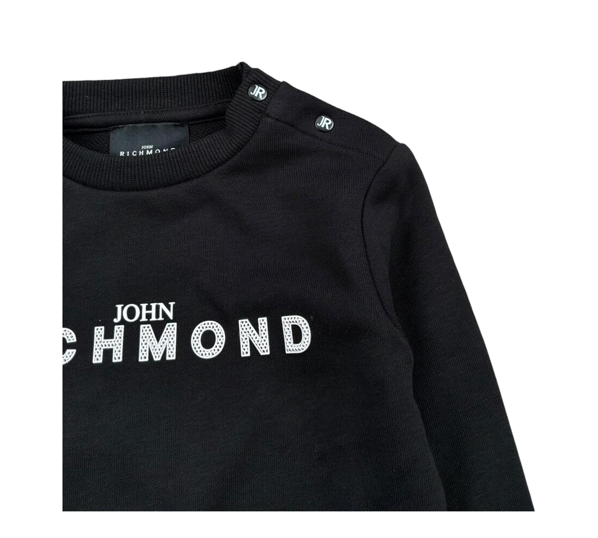 John Richmond Felpa Chiusa Girocollo Tinta Unita con Logo per Neonato RIP26036FE NERO JOHN RICHMOND 