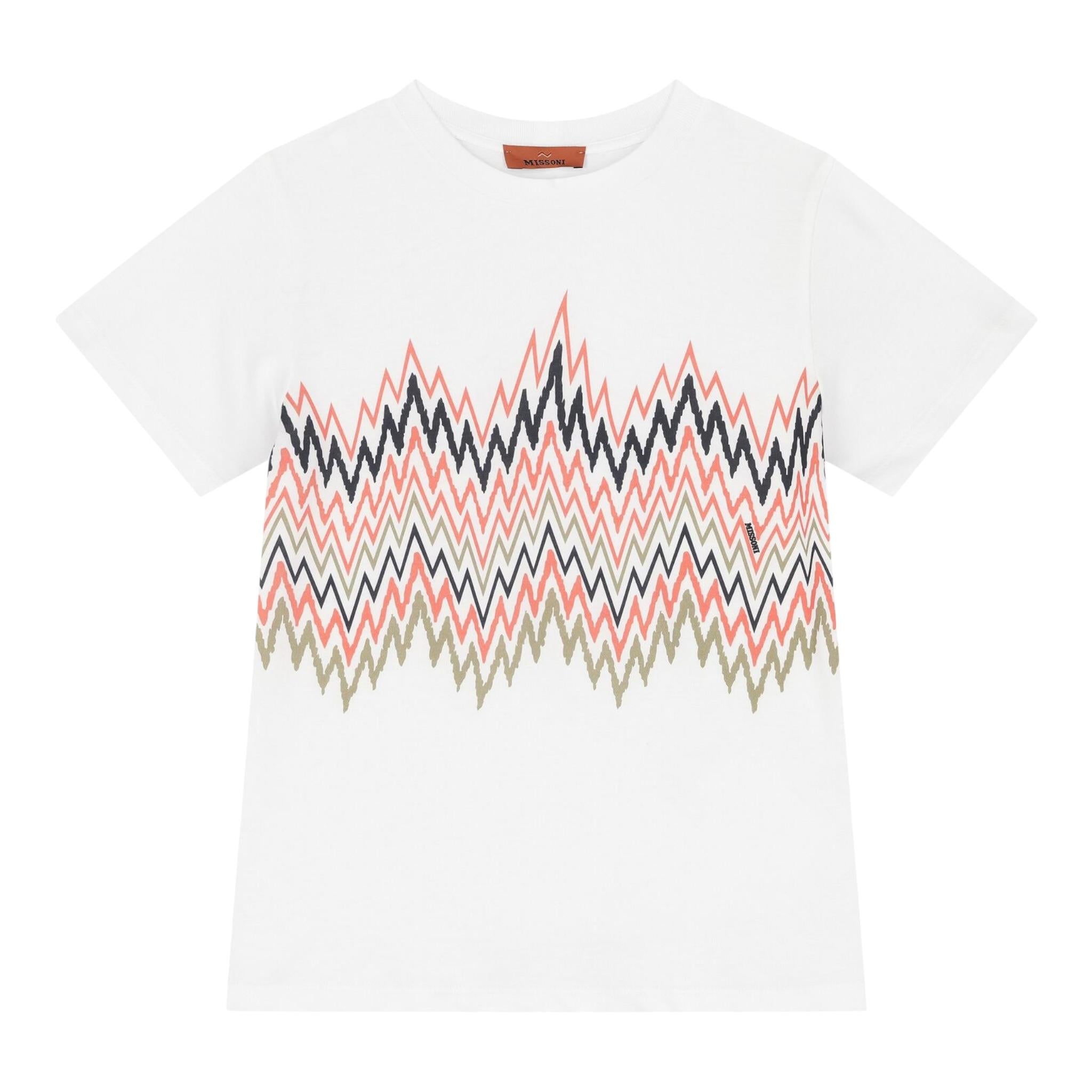 Missoni T-Shirt Girocollo Tinta Unita con Stampa per Bambino MW8P91 BIANCO MISSONI 