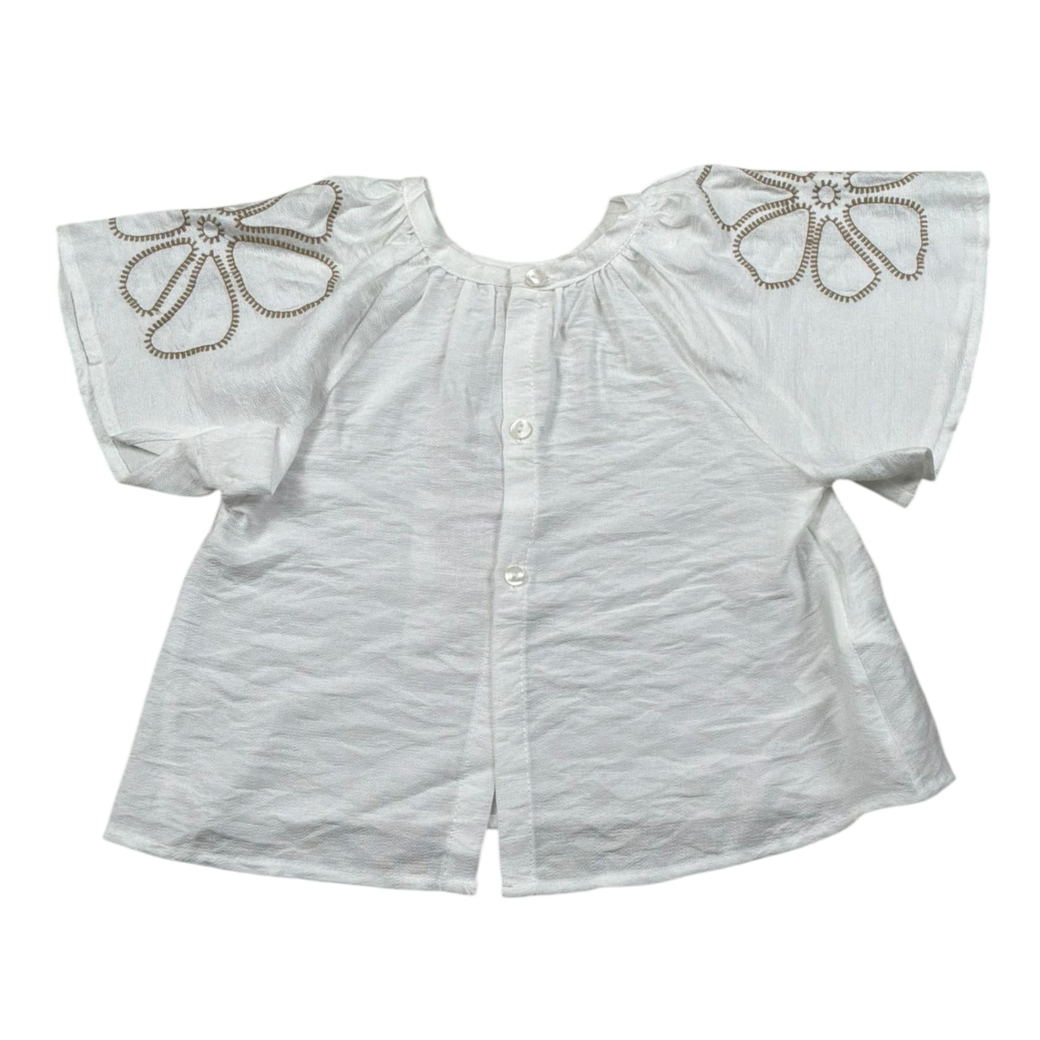 M+E' Camicia Mezza Manica tinta unita Cn Ricami Bianco per Neonata UE1699 BIANCO M+E' 