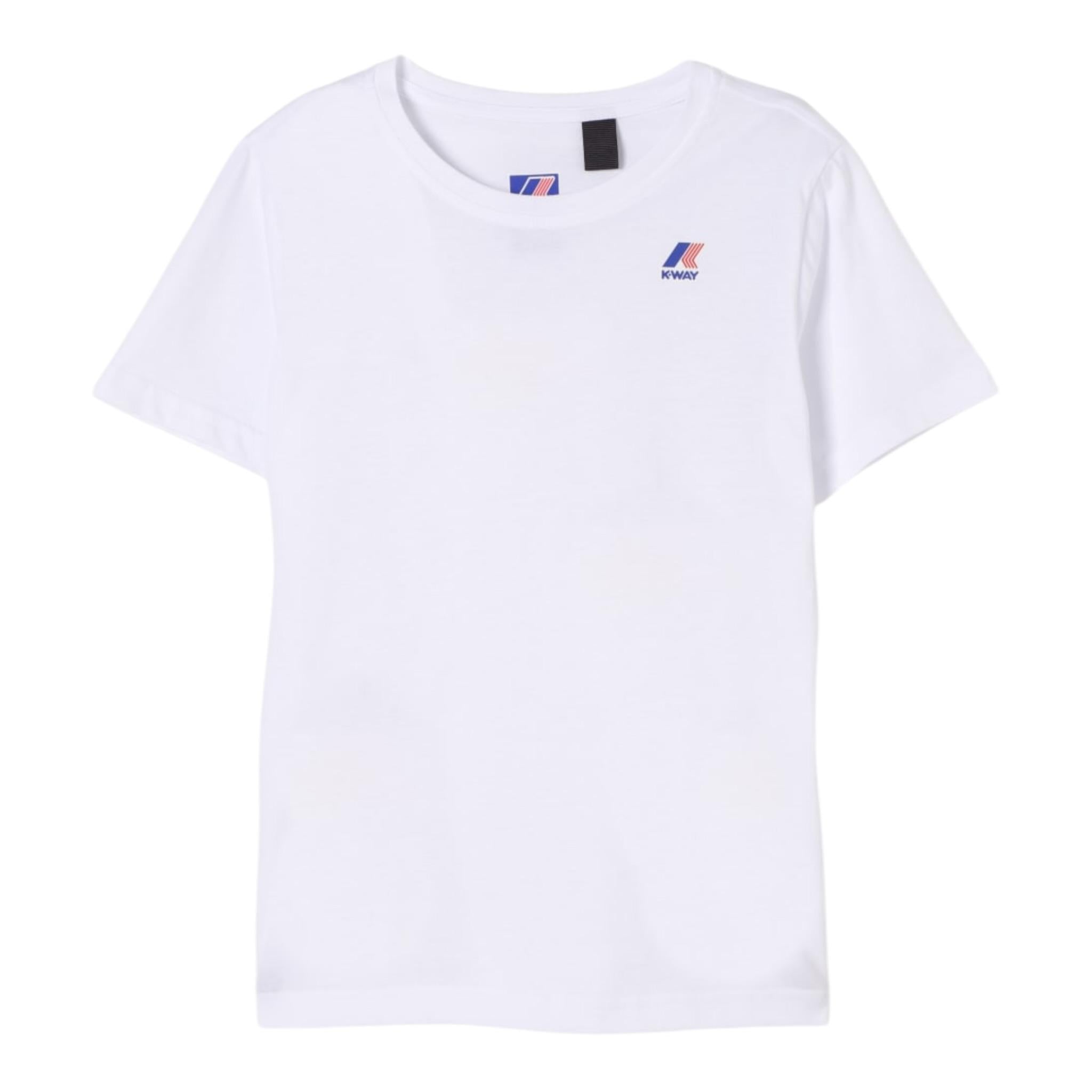 K-Way T-Shirt Girocollo Tinta Unita con Logo per Bambino K4114WWXX BIANCO K-WAY 
