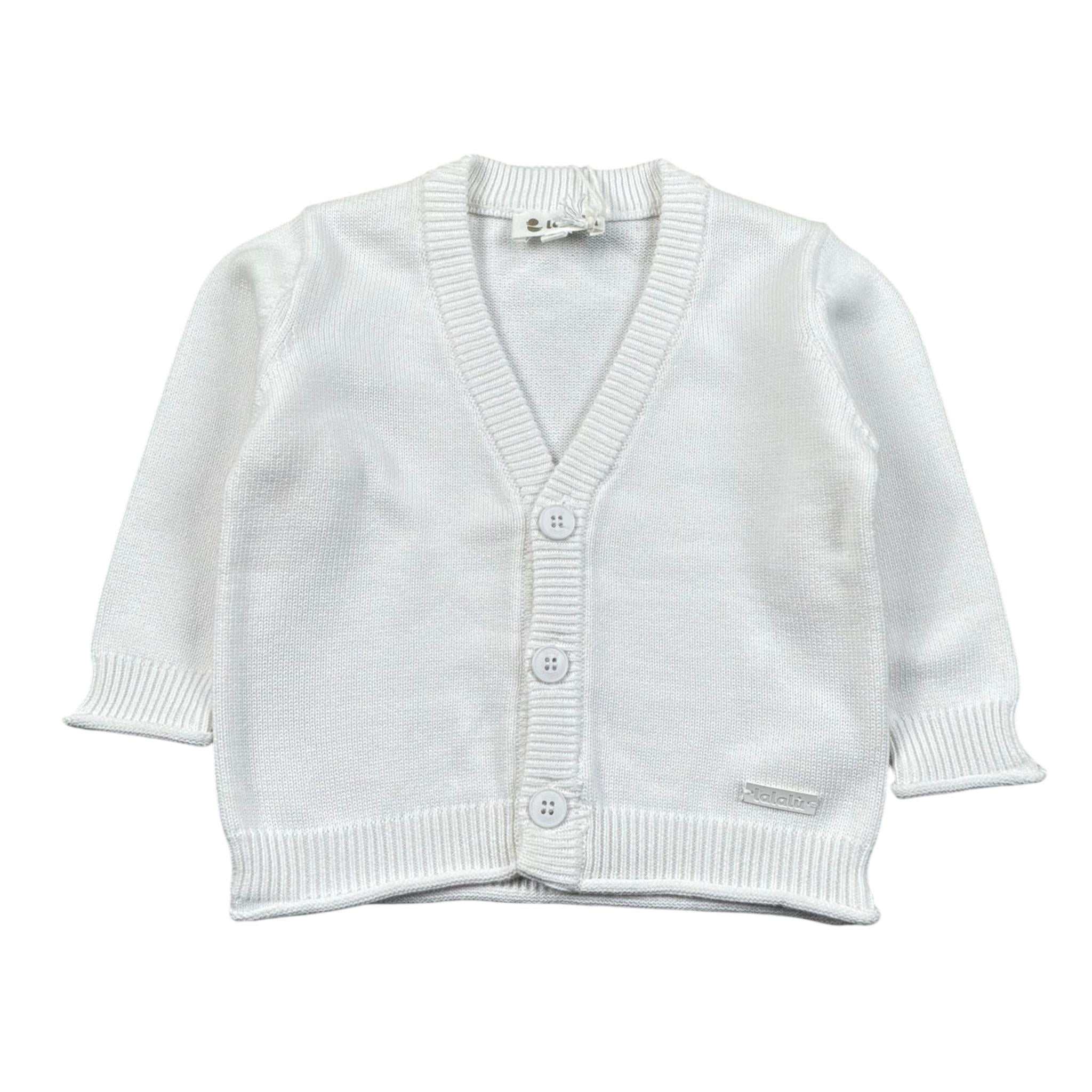 Lalalu' Cardigan tinta unita con Logo Bianco per Neonata MGL1P BIANCO LALALU' 