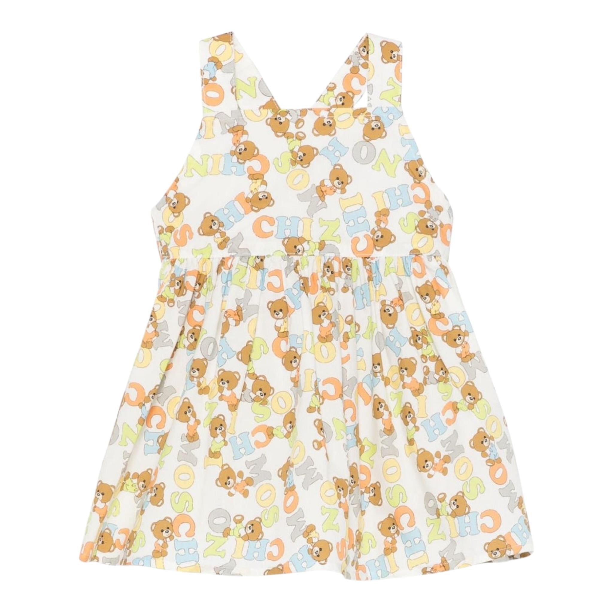 Moschino Abito Tinta Unita con Stampa per Neonata MDV0C1N BIANCO MOSCHINO 