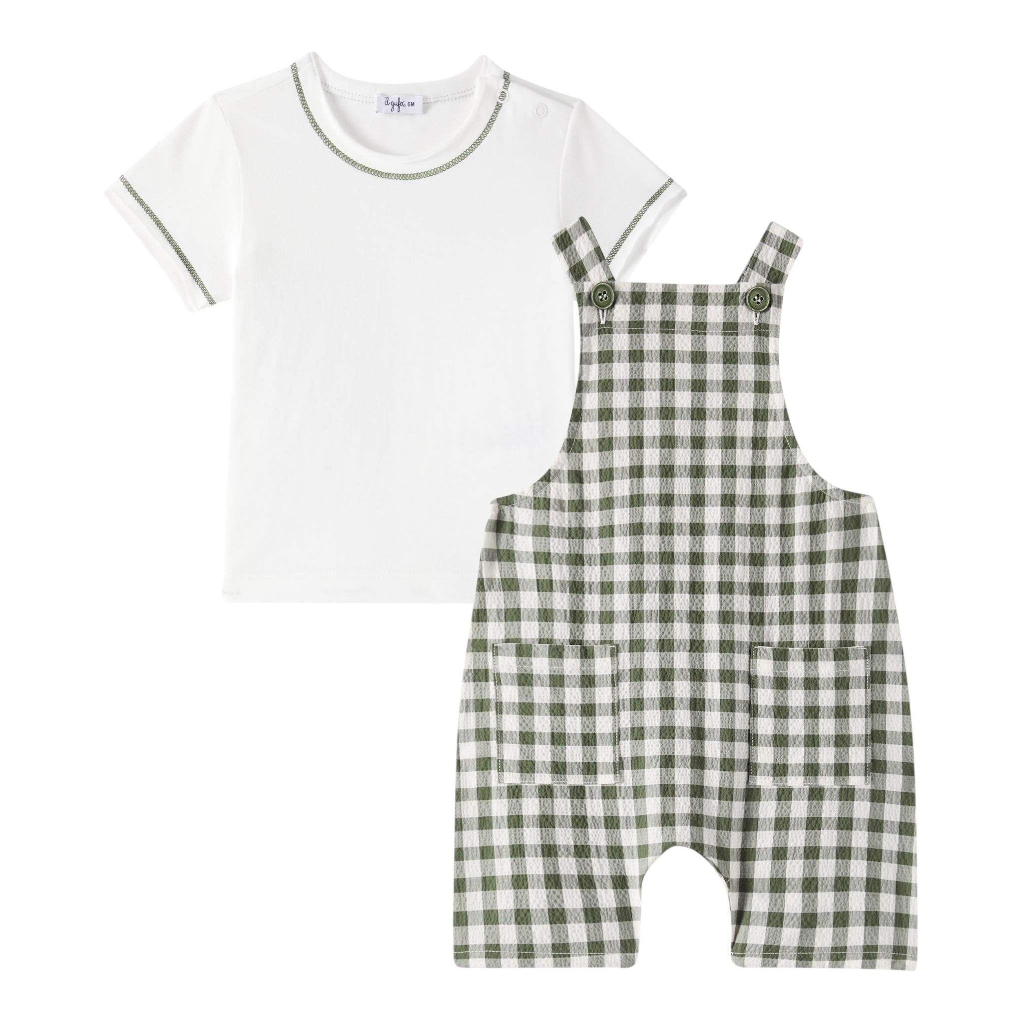 Il Gufo Completo 2 Pezzi T-Shirt-Salopette per Neonato P25DP469C3161 BIANCO/VERDE IL GUFO 