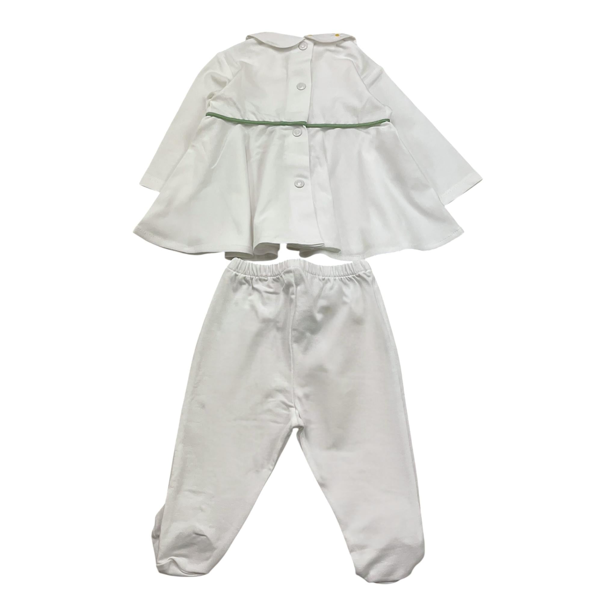 Ninnaoh Completo 2 Pezzi Shirt-Ghettina Tinta Unita con Applicazioni per Neonata E25C53 BIANCO NINNAOH 
