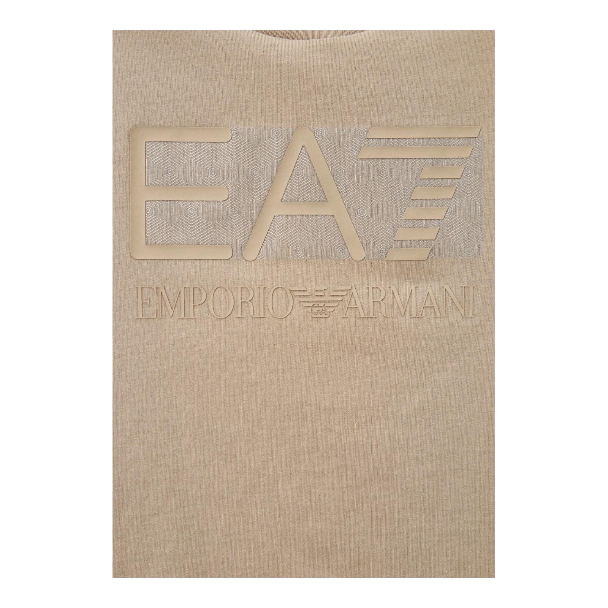 Emporio Armani T-Shirt Girocollo Tinta Unita con Logo per Bambino U6155 BEIGE EMPORIO ARMANI 