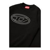 DIESEL felpa chiusa girocollo tinta unita con stampa Nero per Bambino J01787 NERO DIESEL 