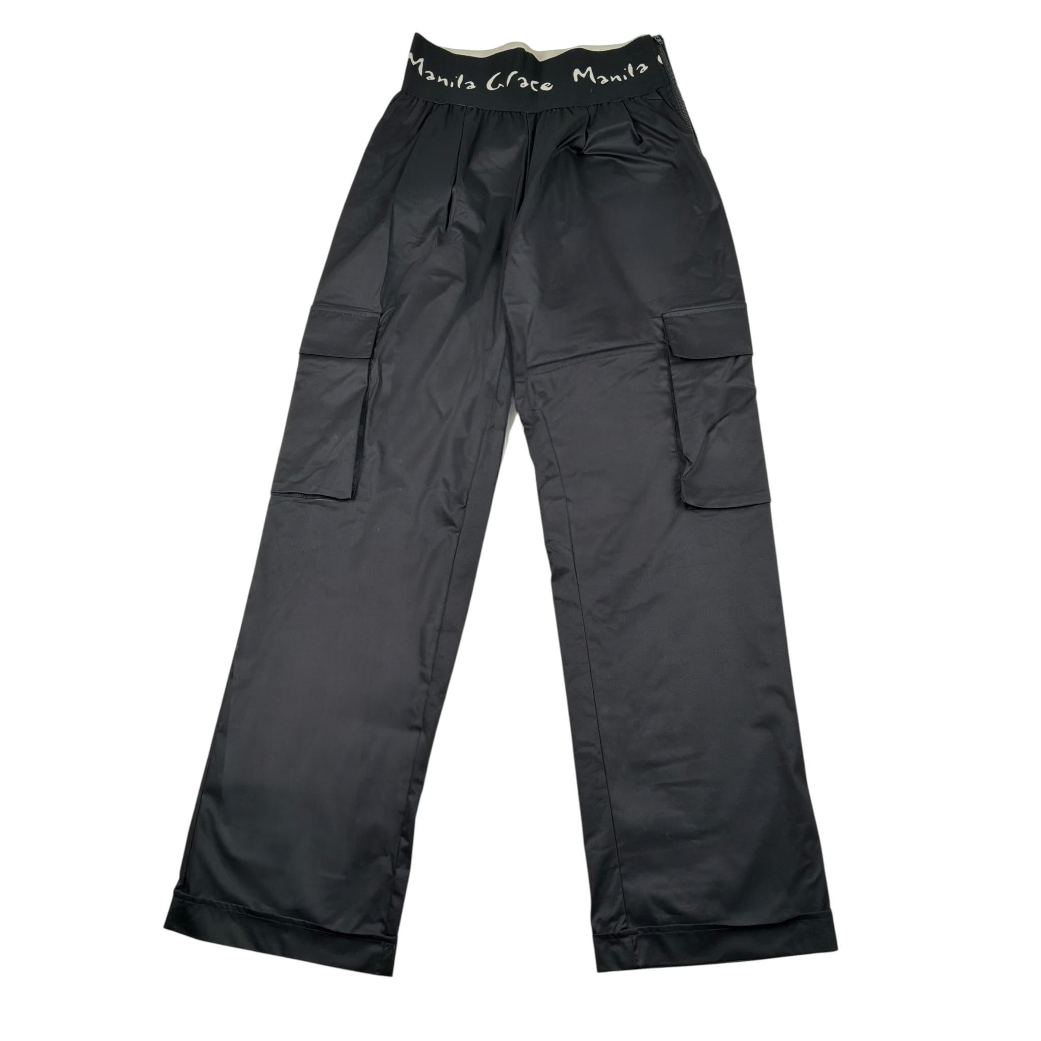 Manila Grace Pantalone Tinta Unita Modello Palazzo per Bambina MG2868 NERO MANILA GRACE 