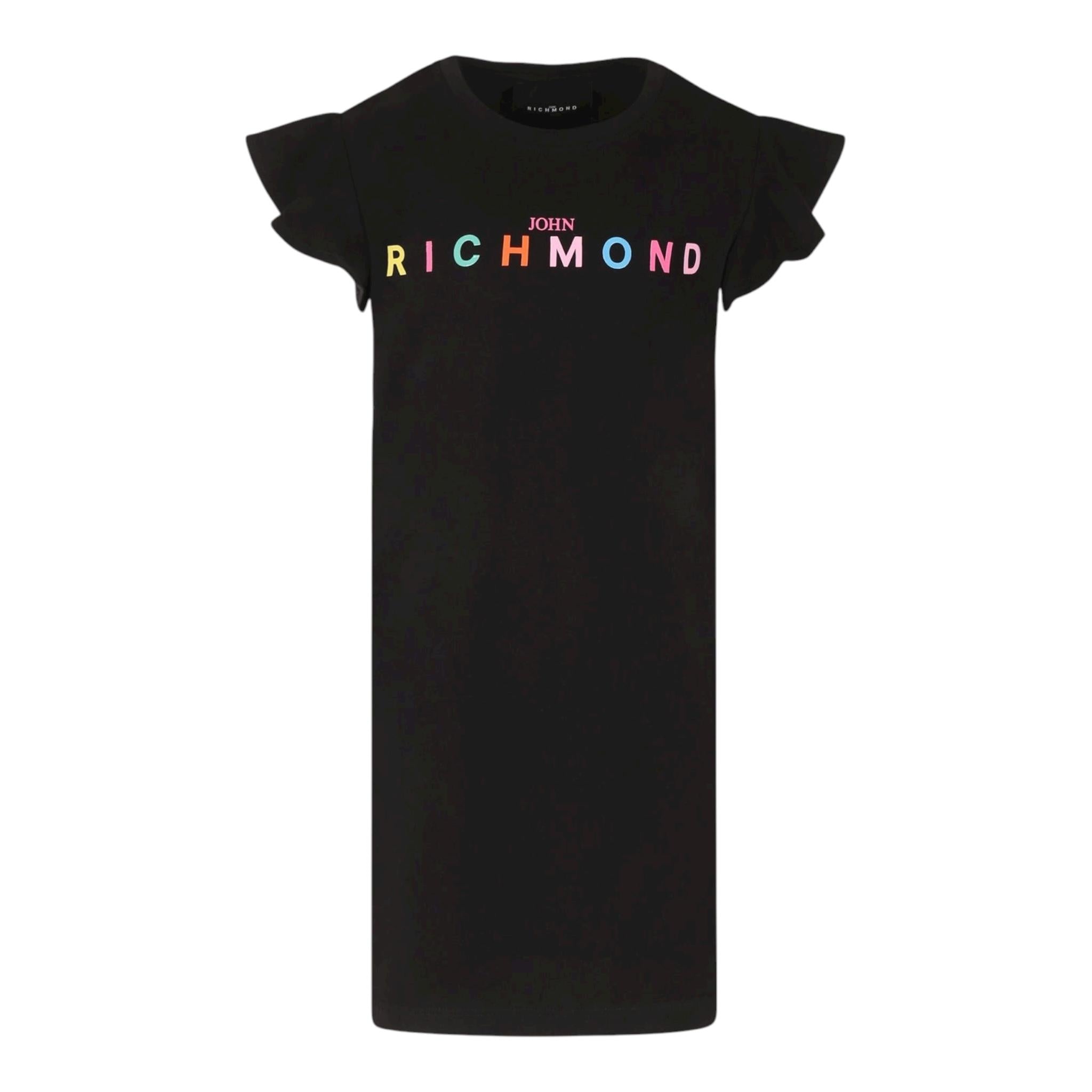 John Richmond Abito Tinta Unita con Stampa per Bambina RGP25159VEX NERO JOHN RICHMOND 