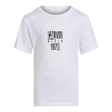 Calvin Klein T-Shirt Girocollo Tinta Unita con Stampa per Bambino IB0IB02456X BIANCO CALVIN KLEIN 
