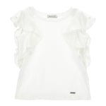 Monnalisa Canotta Tinta Unita con Balze per Bambina 17E601 BIANCO MONNALISA 