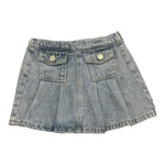 Manila Grace Gonna In Denim Tinta Unita con Elastico In Vita per Bambina 373GMBS25 AZZURRO MANILA GRACE 