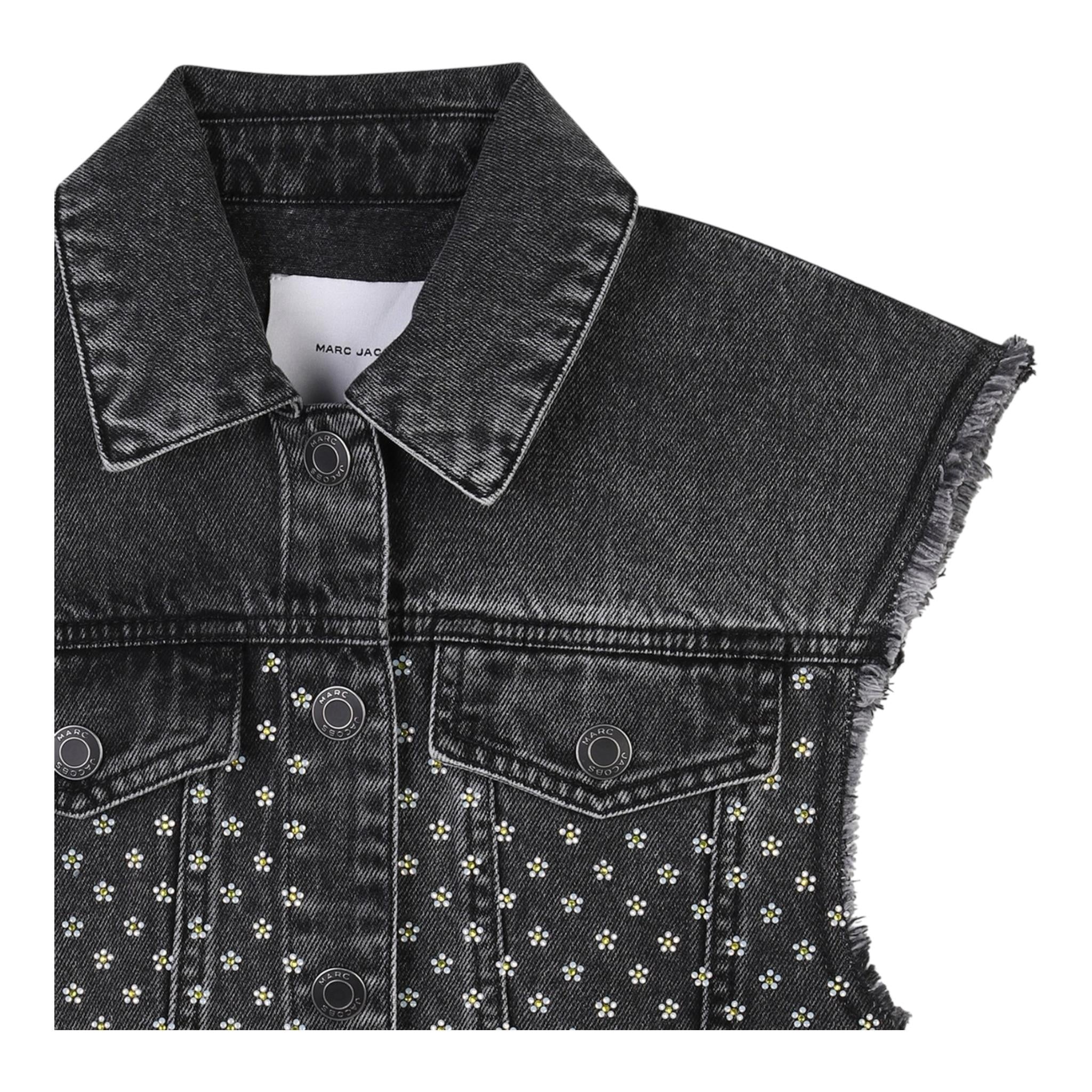 Marc Jacobs Smanicato In Denim Tinta Unita con Brillantini per Bambina W60544 NERO MARC JACOBS 