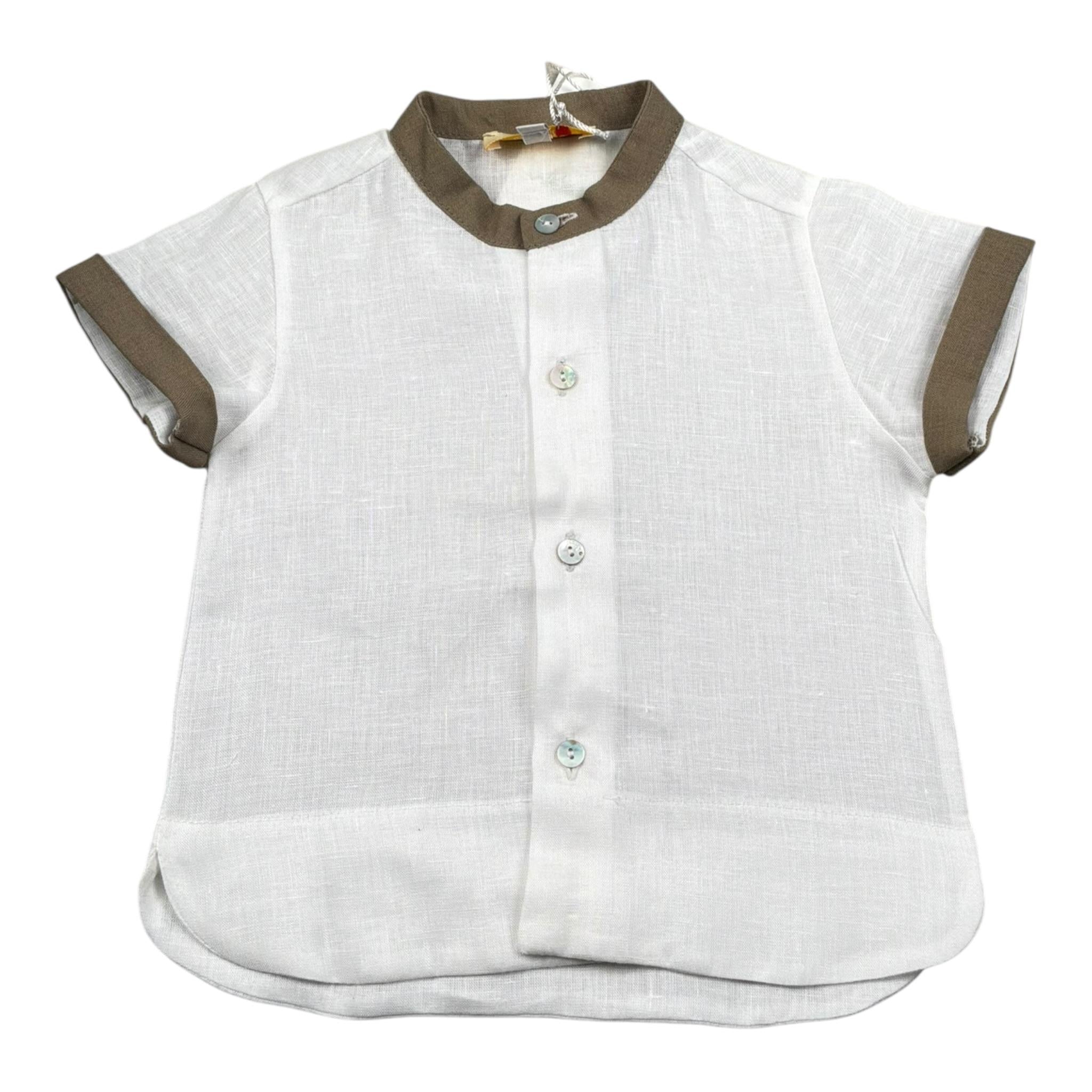 Bear Completo 2 Pezzi Camicia-Salopette Bicolore per Neonato 03 BIANCO/BEIGE BEAR 