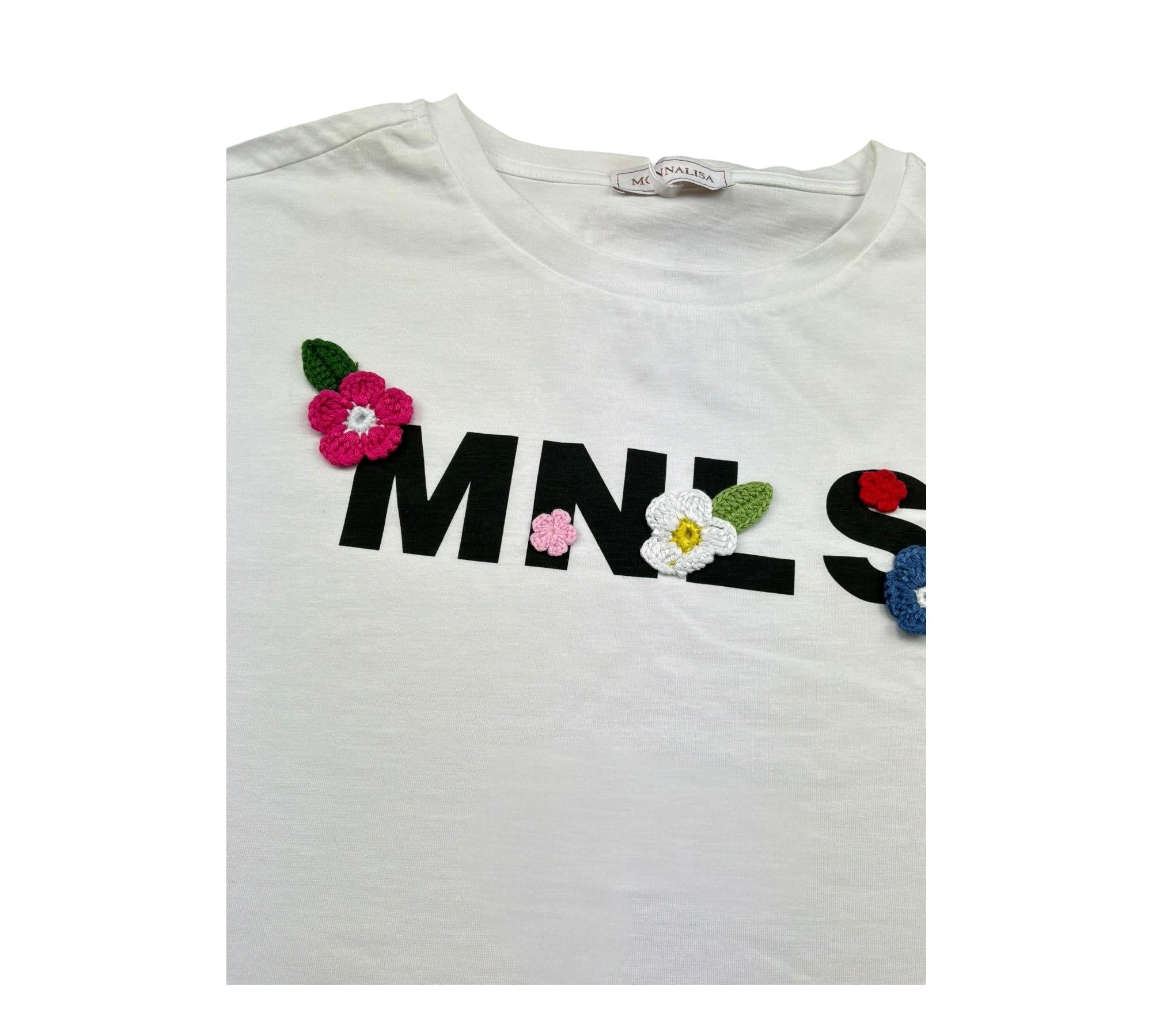 Monnalisa T-Shirt Girocollo Tinta Unita con Stampa  per Bambina 419606 BIANCO MONNALISA 