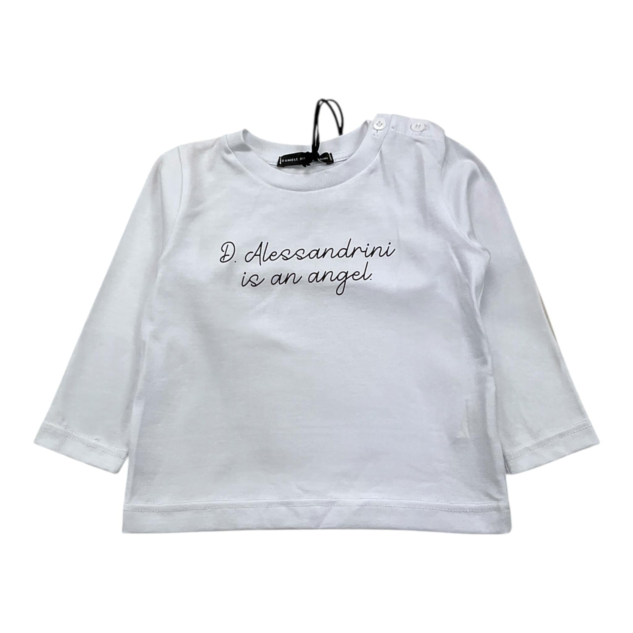 DANIELE ALESSANDRINI shirt girocollo tinta unita con stampa Bianco per Neonato 1291M00072XN BIANCO DANIELE ALESSANDRINI 
