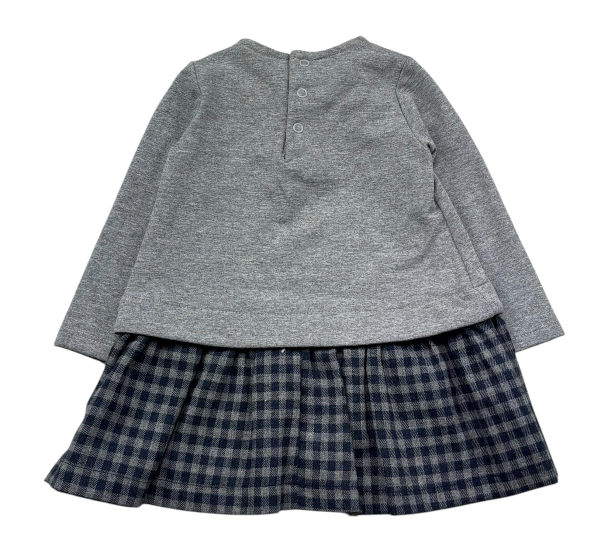 Le Bebe Abito Manica Lunga Tinta Unita con Applicazioni per Neonata LBG0369 GRIGIO LE BEBE 