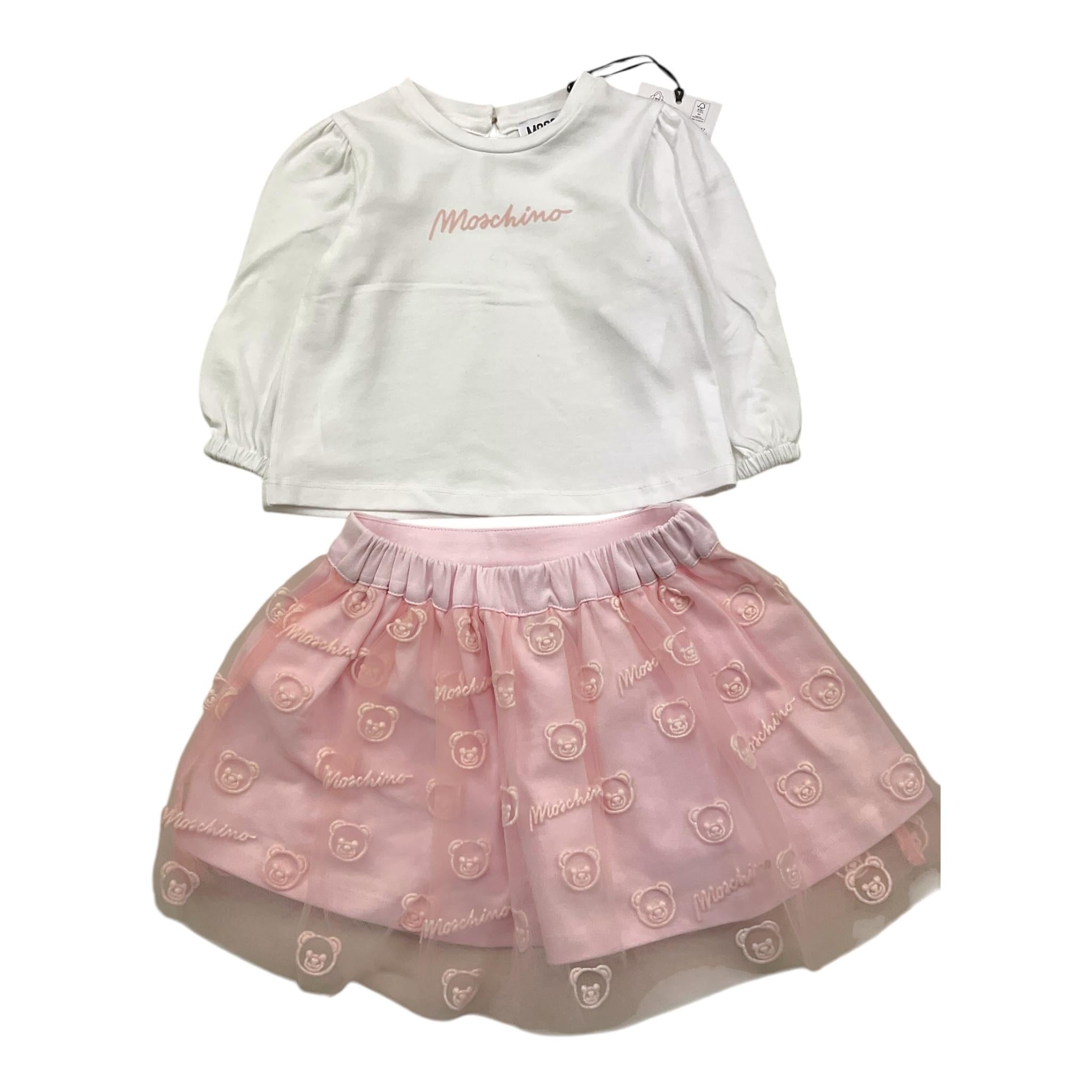 MOSCHINO completo 2pz bicolore shirt-gonna Bianco/rosa per Neonata MDK03A BIANCO/ROSA MOSCHINO 