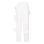 Simonetta Pantalone Tinta Unita con Fiocchi per Bambina SW6A91 BIANCO SIMONETTA 
