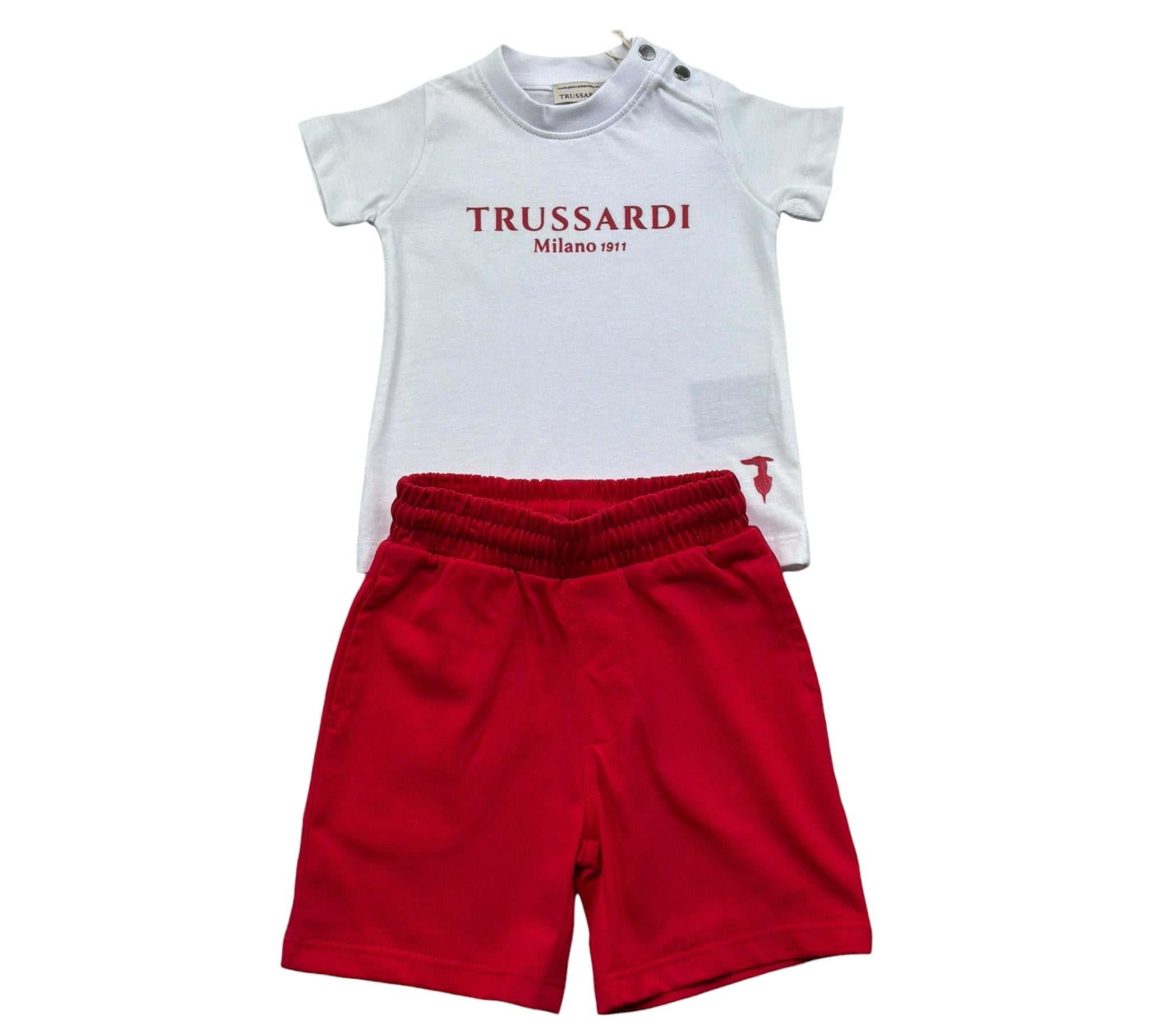 Trussardi Completo 2 Pezzi T-Shirt-Bermuda per Neonato TIP26008CJ BIANCO/ROSSO TRUSSARDI 