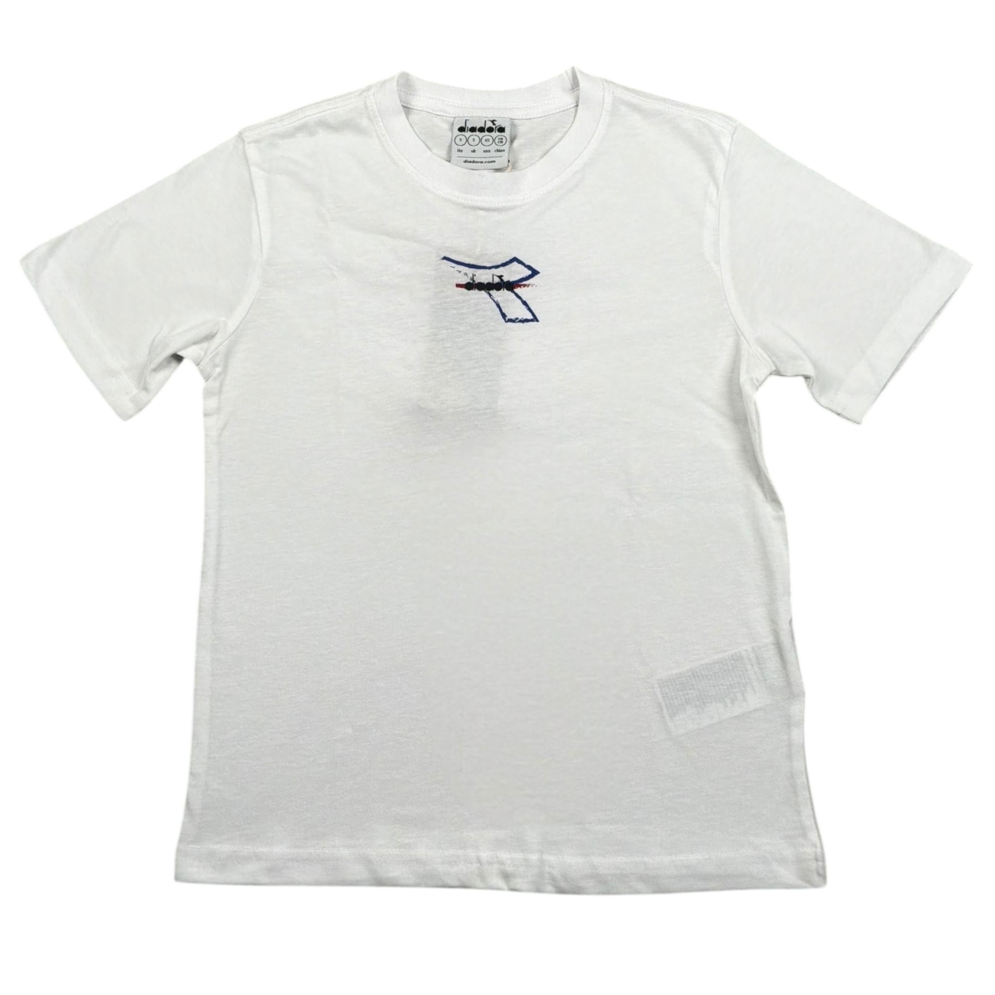 Diadora T-Shirt Girocollo Tinta Unita con Stampa per Bambino 102181707 BIANCO DIADORA 