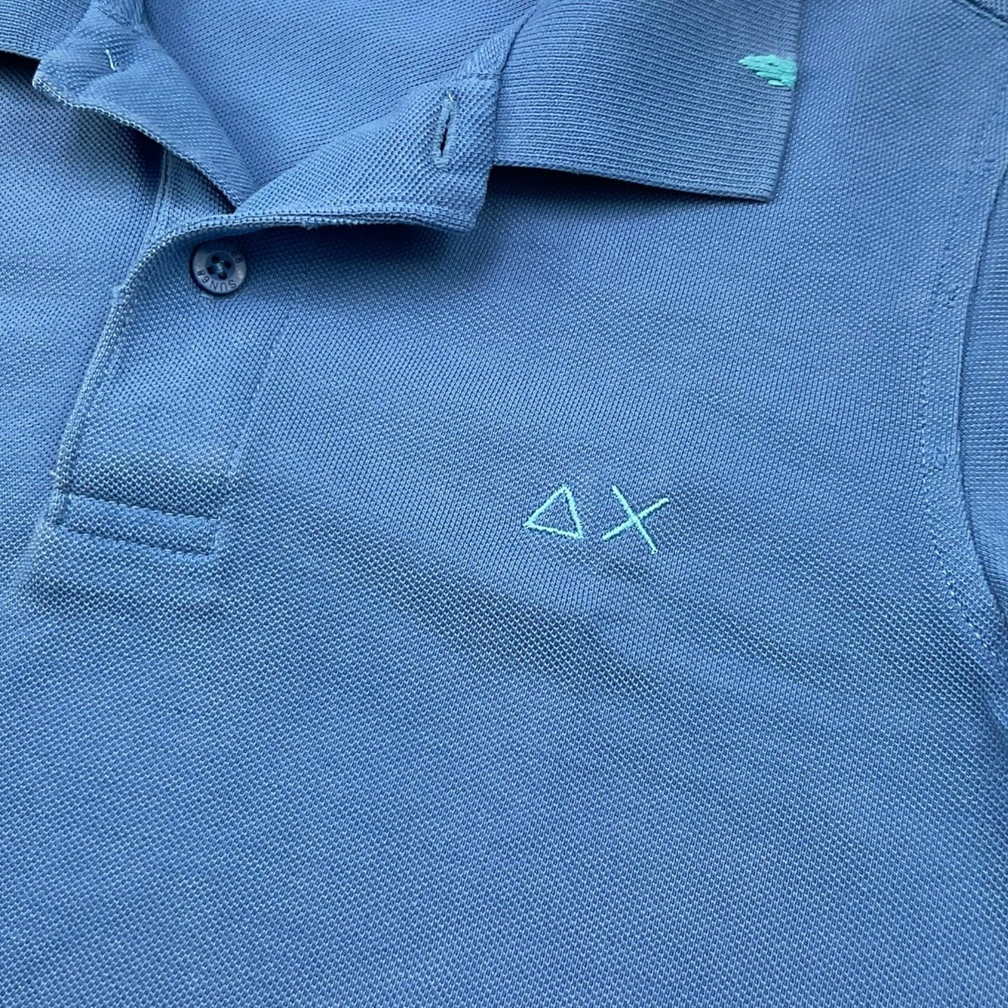 Sun68 Polo Mezza Manica Tinta Unita con Logo per Bambino CPA35301 AZZURRO SUN68 