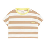 Dou Dou T-Shirt Girocollo Bicolore con Fantasia A Righe per Bambina DW8A21X PANNA/BEIGE DOU DOU 