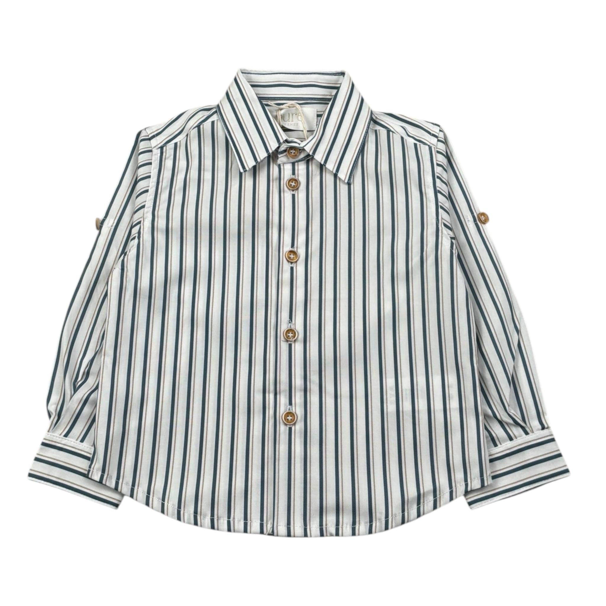 Pure Firenze Camicia Manica Lunga Fantasia A Righe per Neonato PC03177 BIANCO PURE FIRENZE 