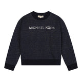 MICHAEL KORS felpa girocollo tinta unita con stampa Blu per Bambina R30149 BLU MICHAEL KORS 