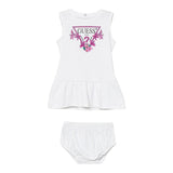 Guess Abito Giromanica Tinta Unita con Culotte per Neonata A4GK18KA6W4 BIANCO GUESS 