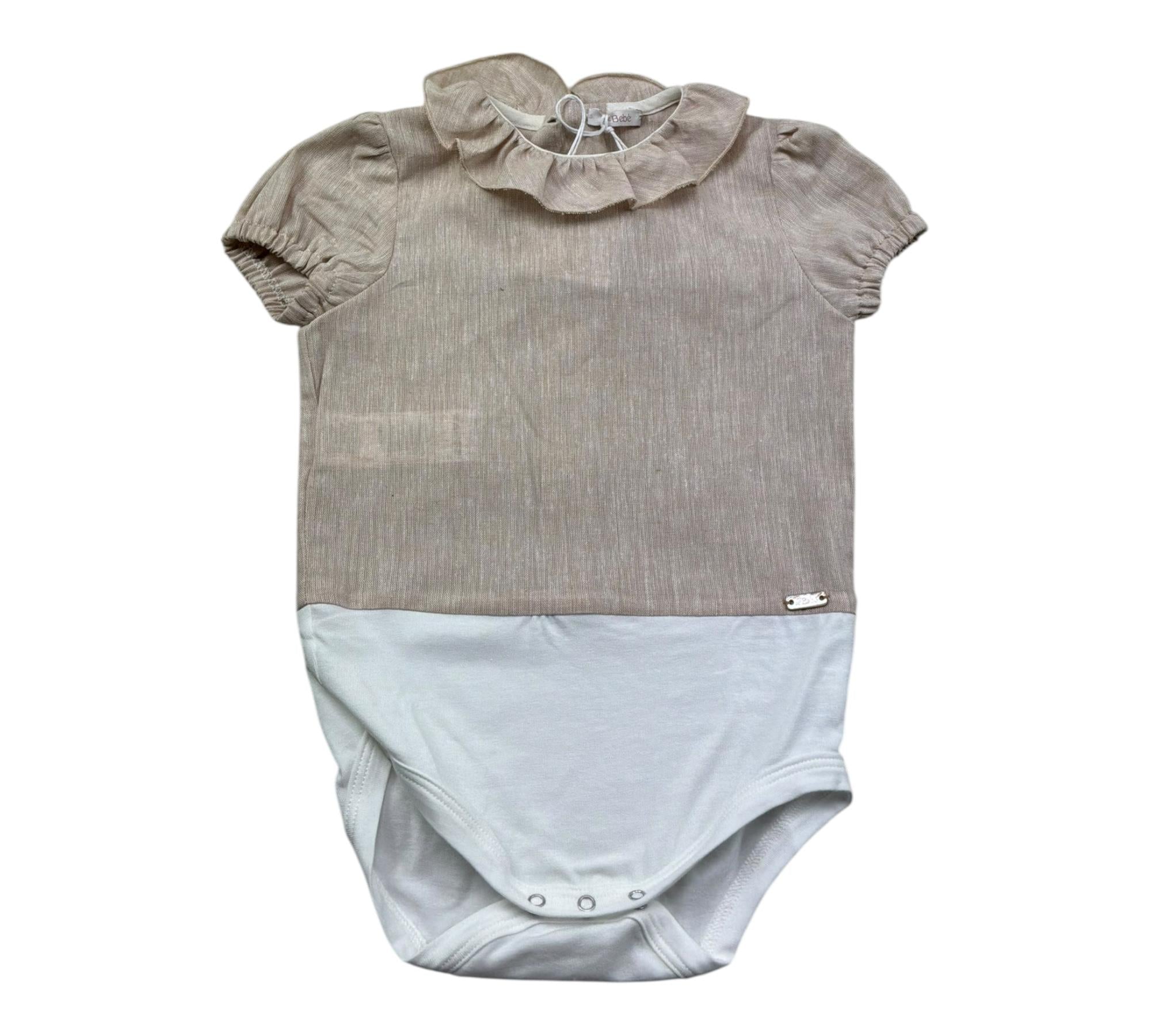 Le Bebe Body Camicia Mezza Manica Tinta Unita per Neonata LBG6382 BEIGE LE BEBE 