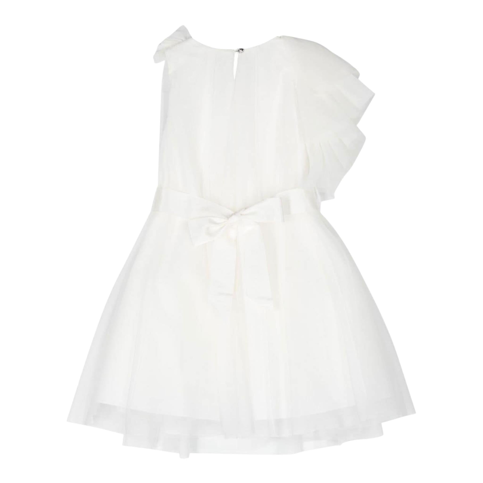 Monnalisa Abito Cerimonia Tinta Unita con Tulle per Bambina 71A914 BIANCO MONNALISA 