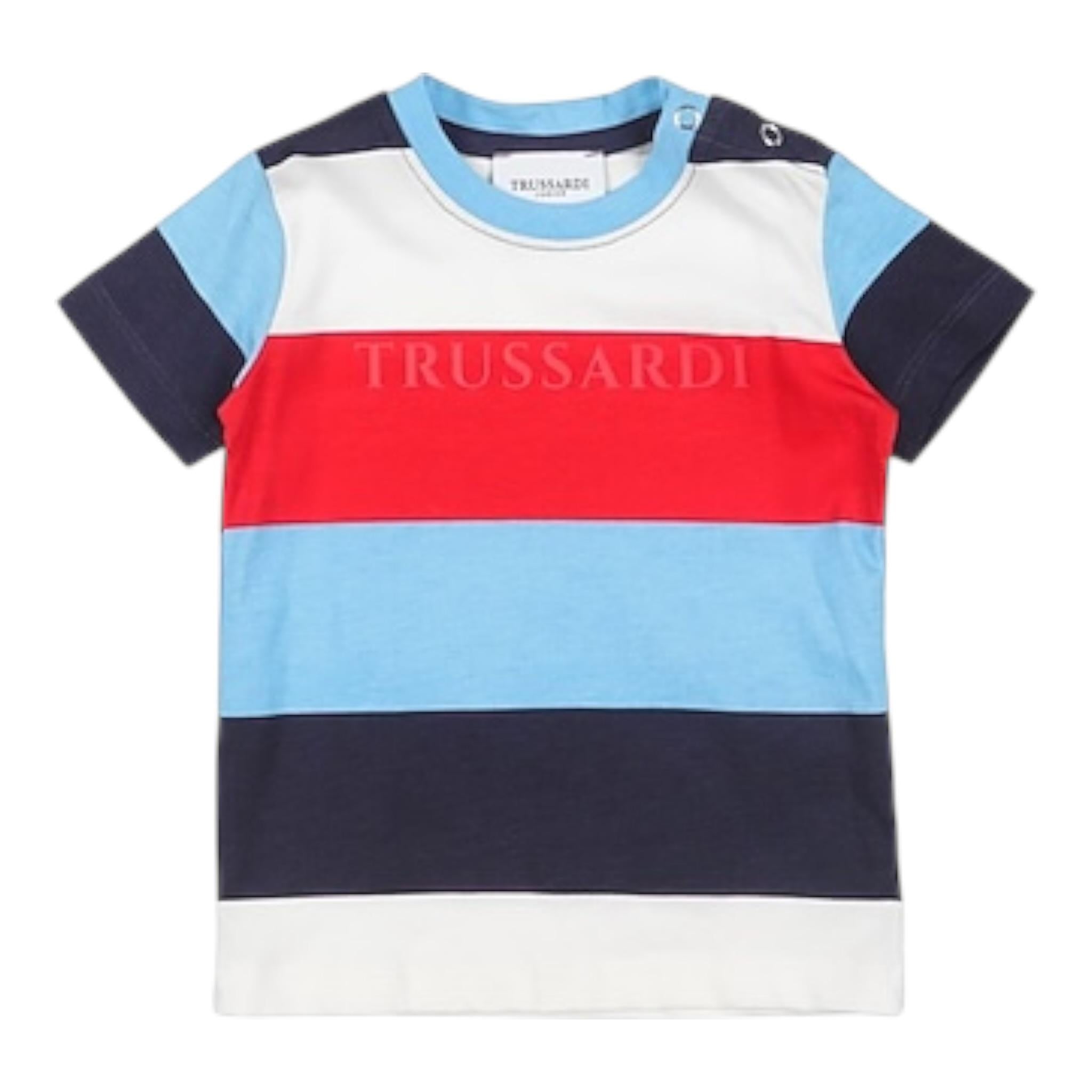 Trussardi T-Shirt Girocollo Tinta Unita con Stampa A Righe per Neonato TIP24063TS BIANCO TRUSSARDI 