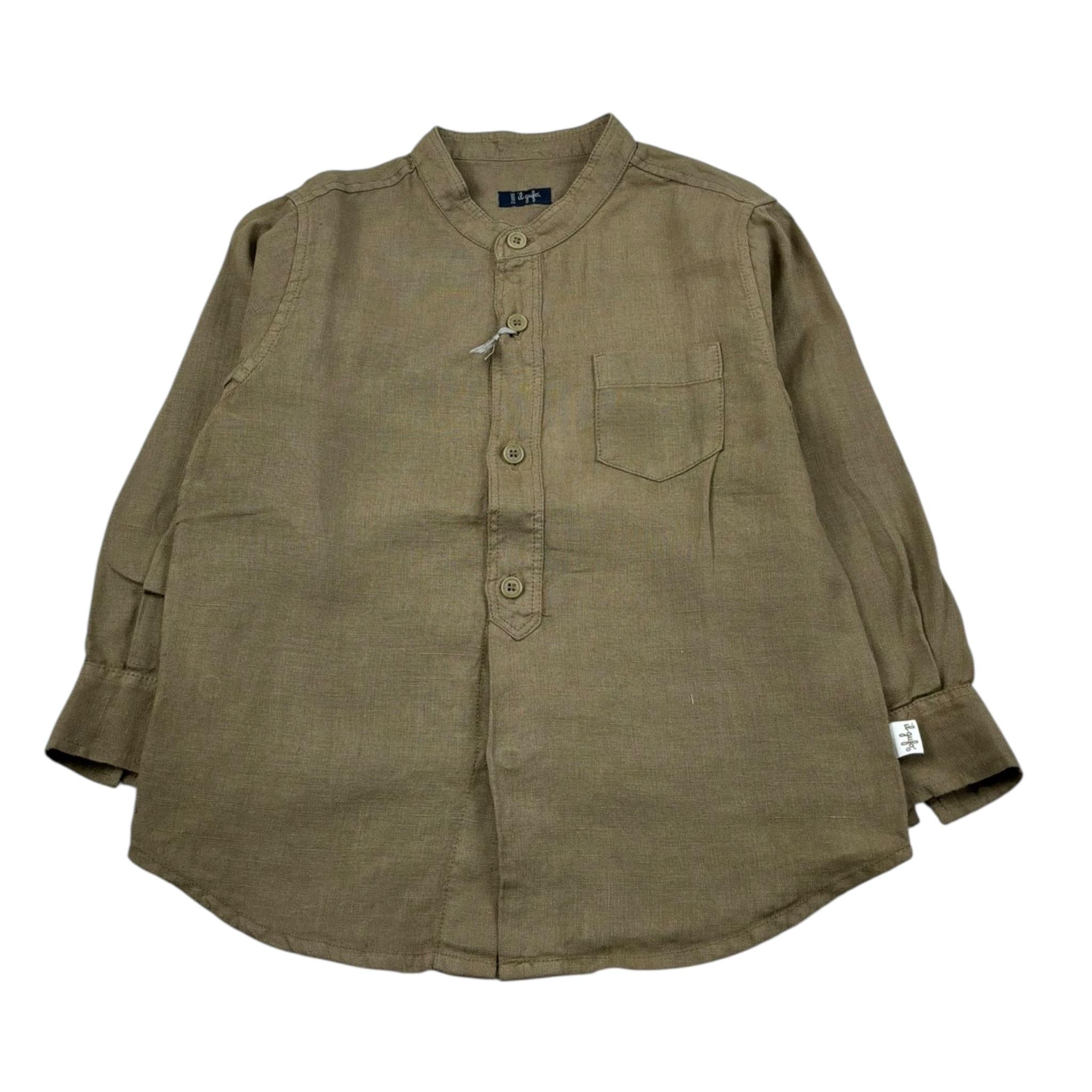 Il Gufo Camicia Manica Lunga Tinta Unita Collo Coreano per Bambino P21CL016L6006 VERDE IL GUFO 