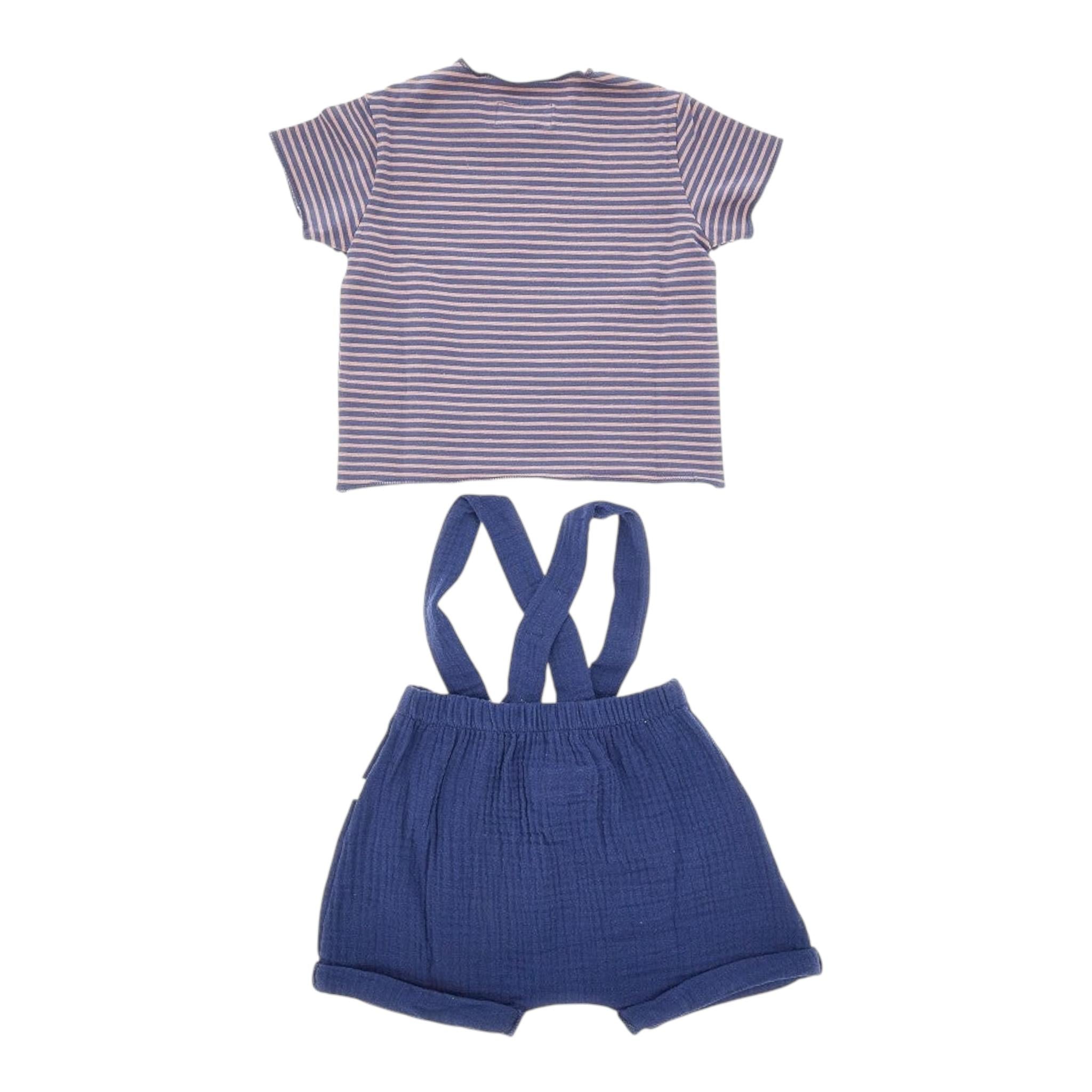 Teddy E Minou Completo 2 Pezzi T-Shirt-Salpette per Neonato E25CP066C0070 BLU TEDDY E MINOU 