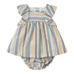 Mayoral Set Abito-Coulotte con Fantasia A Righe per Neonata 1855 BIANCO MAYORAL 