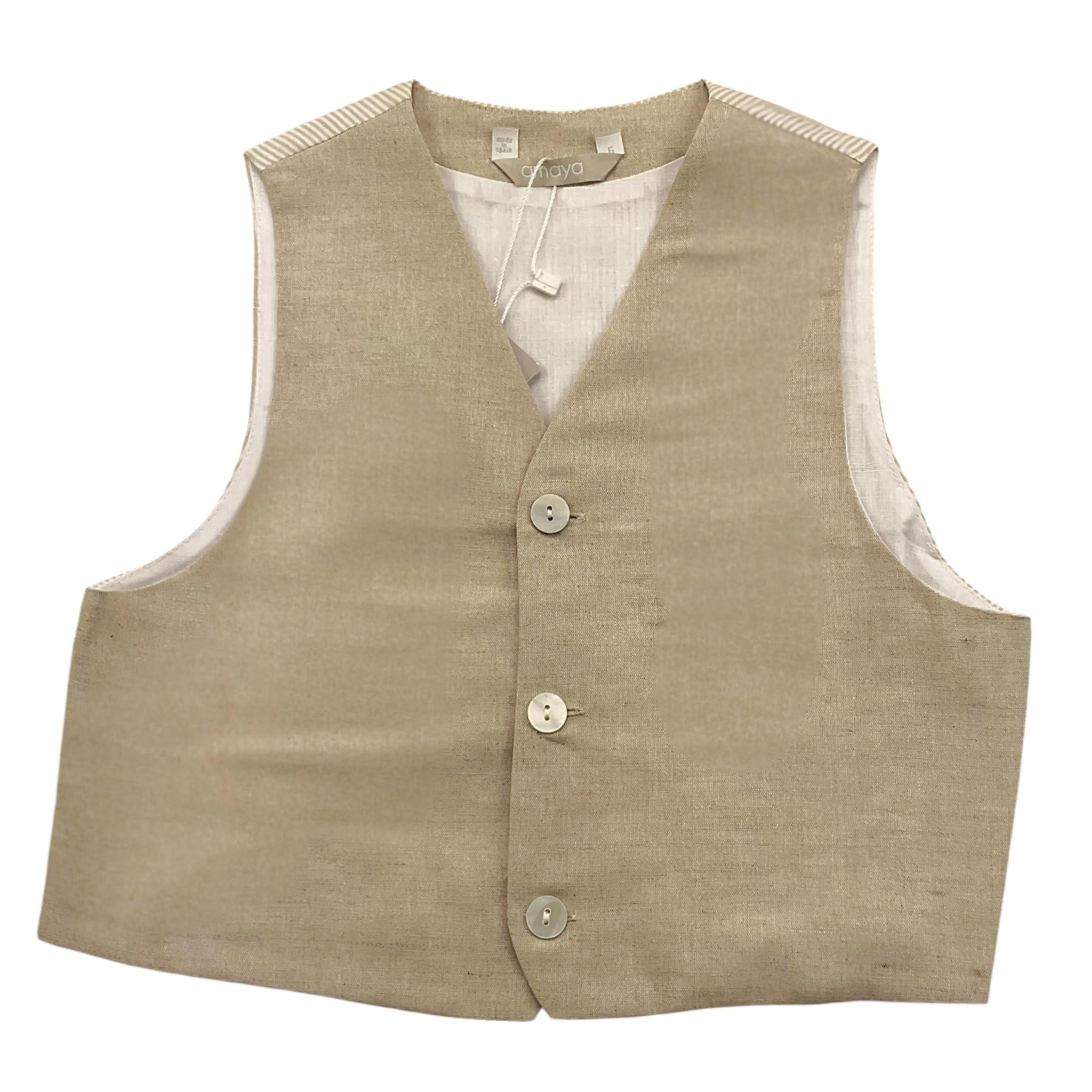 Amaya Gilet Tinta Unita con Fantasia A Righe per Bambino 593560 BEIGE AMAYA 