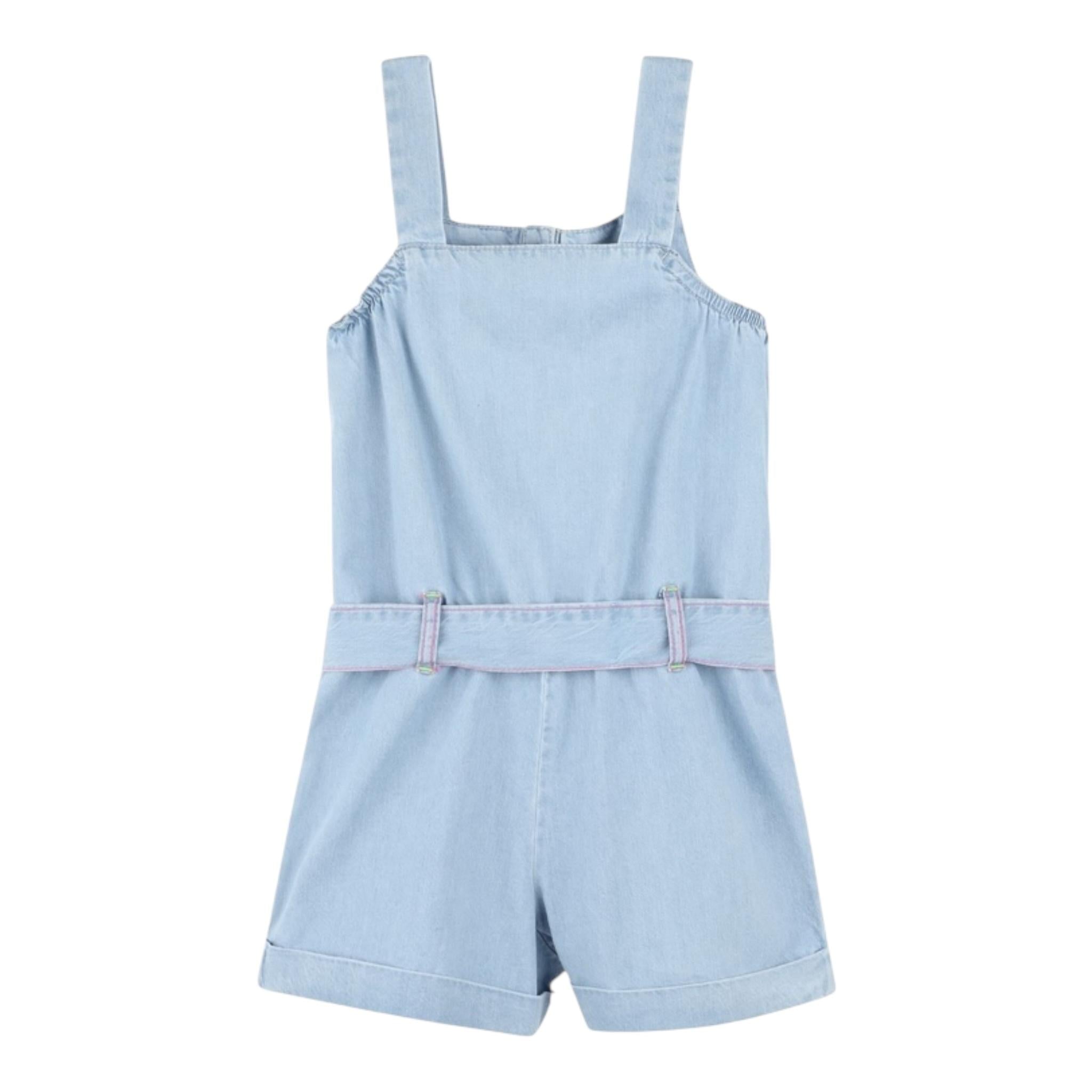 Billieblush Tuta Intera Tinta Unita In Denim con Ricami per Bambina U20947 AZZURRO BillIEBLUSH 