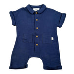 Teddy E Minou Pagliaccetto Mezza Manica Tinta Unita per Neonato E25TU008C0070X BLU TEDDY E MINOU 