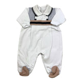 La Sartoria Dei Piccoli Tutina Tinta Unita con Stampa E Colletto per Neonato LTB3021 BIANCO LA SARTORIA DEI PICCOLI 
