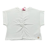 Kaos T-Shirt Girocollo Tinta Unita con Arriccio per Bambina KS185 BIANCO KAOS 